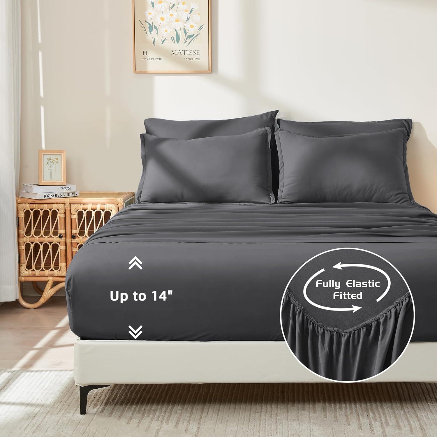 King Dark Grey Microfiber Down Alternative Bed in a Bag Set