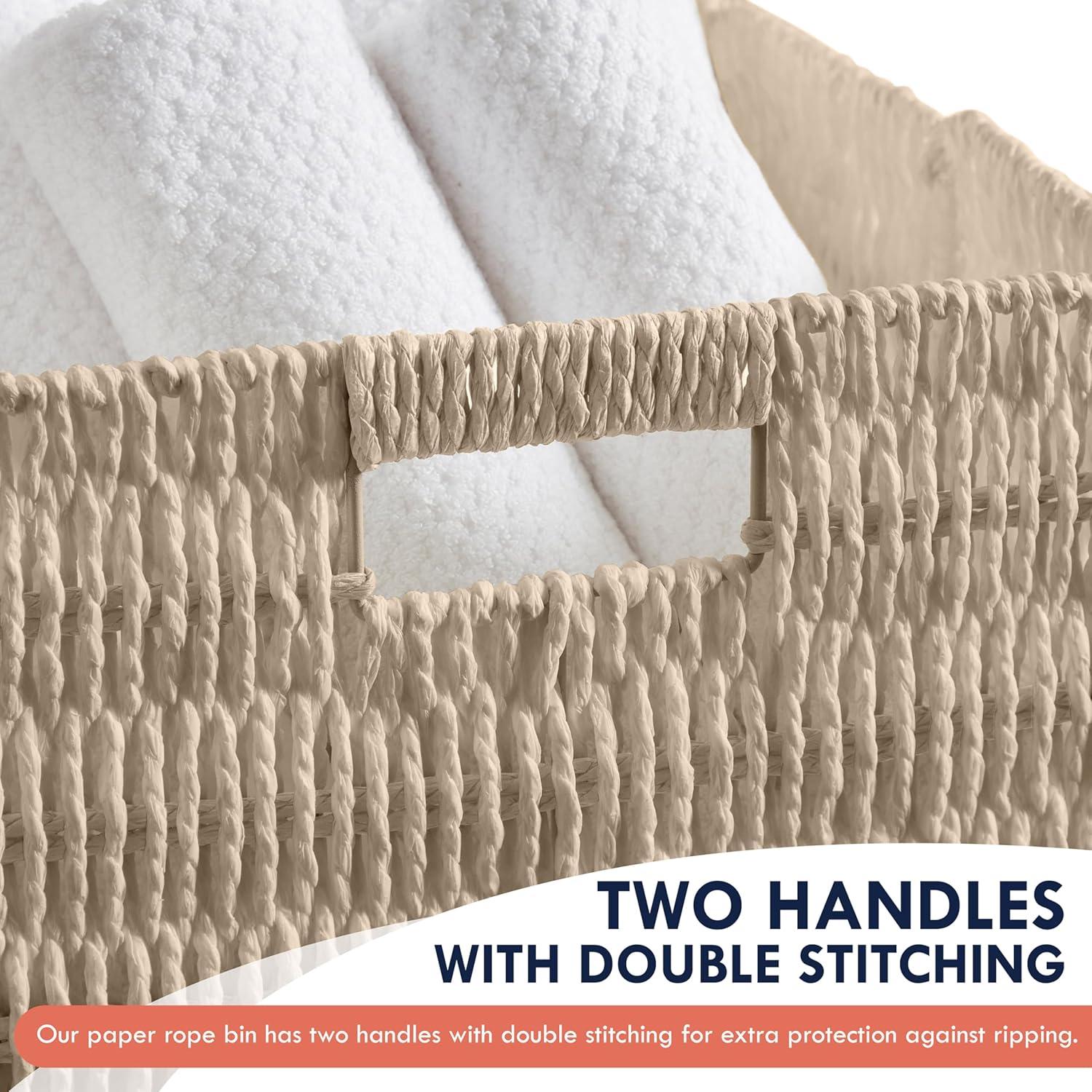 Latitude Run® 2 Pack Wicker Paper Storage Basket Cube Bin (Set of 2)