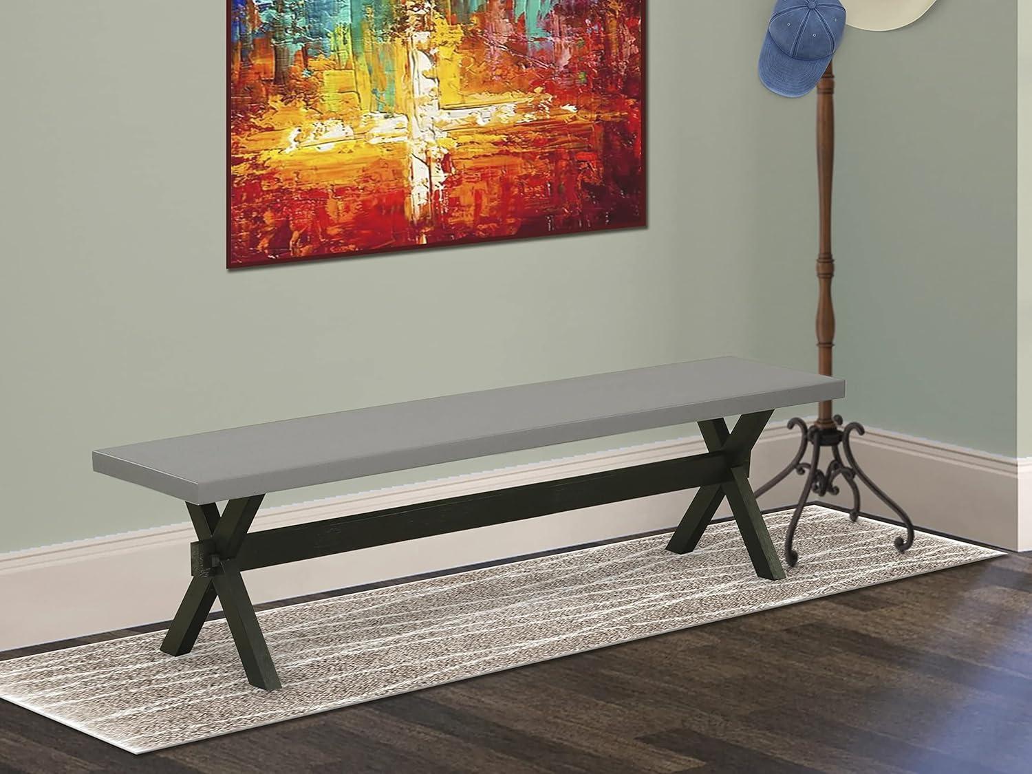 X-Style 72" Black and Gray Wood Dining Bench