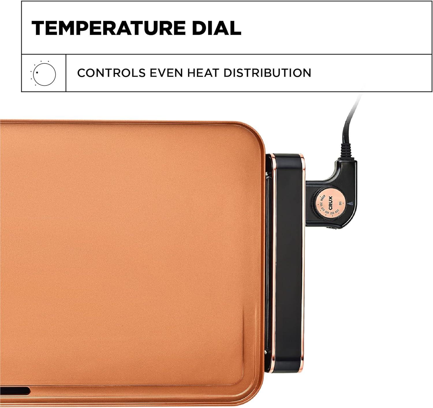 Extra Large Copper Ceramic Electric Griddle with Heat Resistant Handles