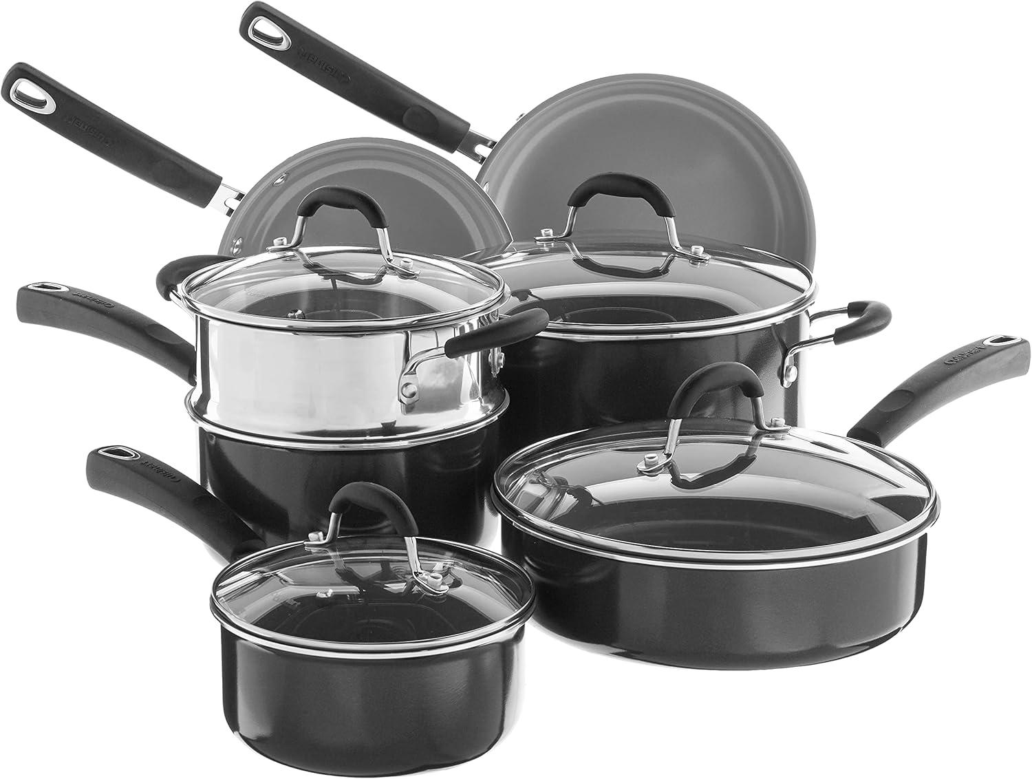 Cuisinart 11-Piece Black Non-Stick Aluminum Cookware Set