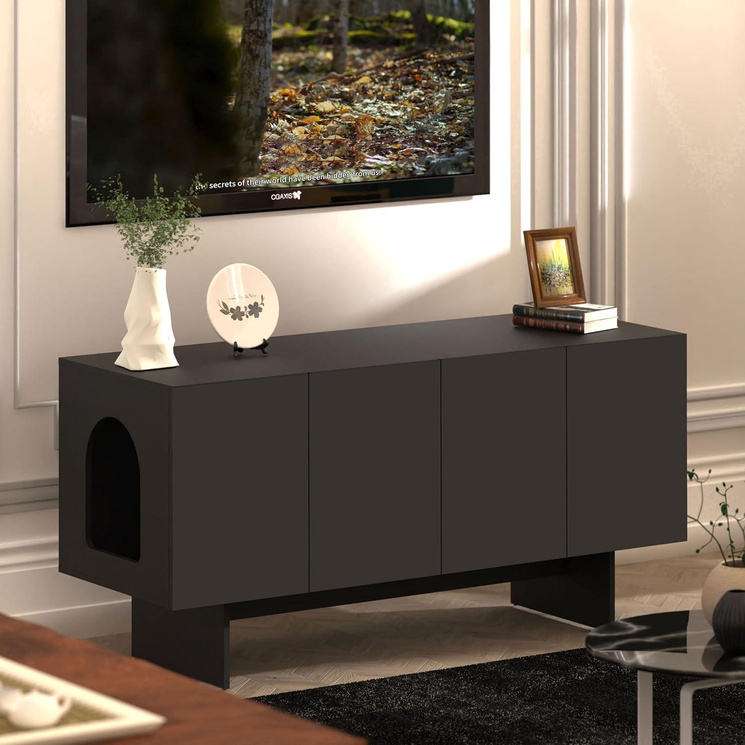 Tucker Murphy Pet™ Litter Box Enclosure for 2 Cats, Cat Litter Box Enclosure Furniture with Double Room