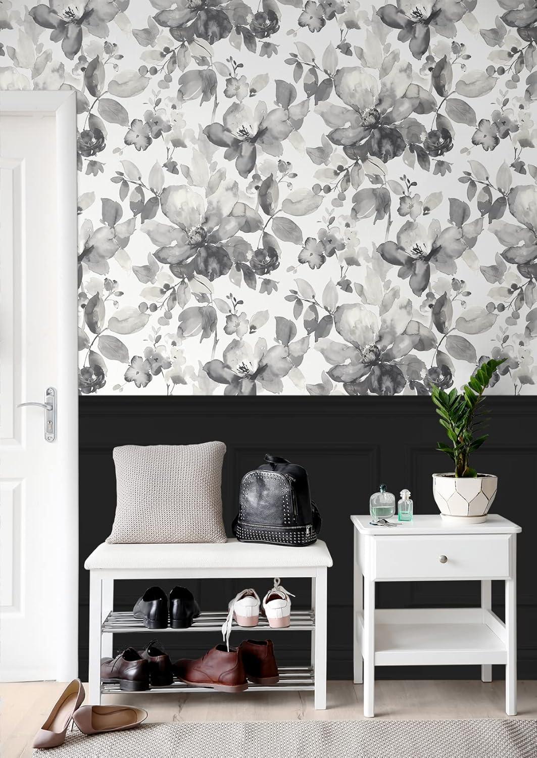 NextWall  Watercolor Flower Peel and Stick Wallpaper 20.5 in. W x 18 ft. L - Inkwell