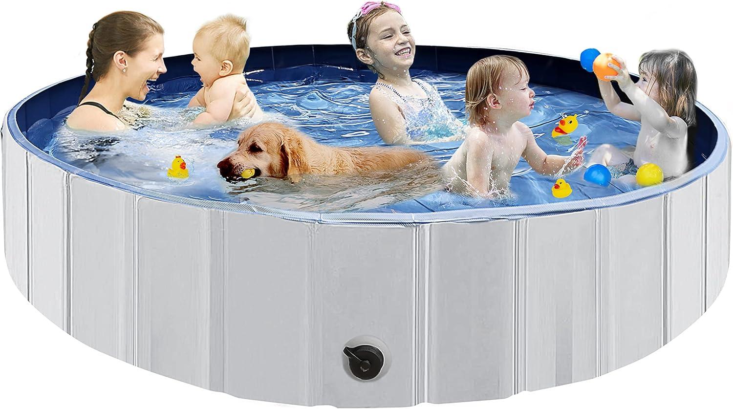 63" Foldable Gray PVC and MDF Round Pool