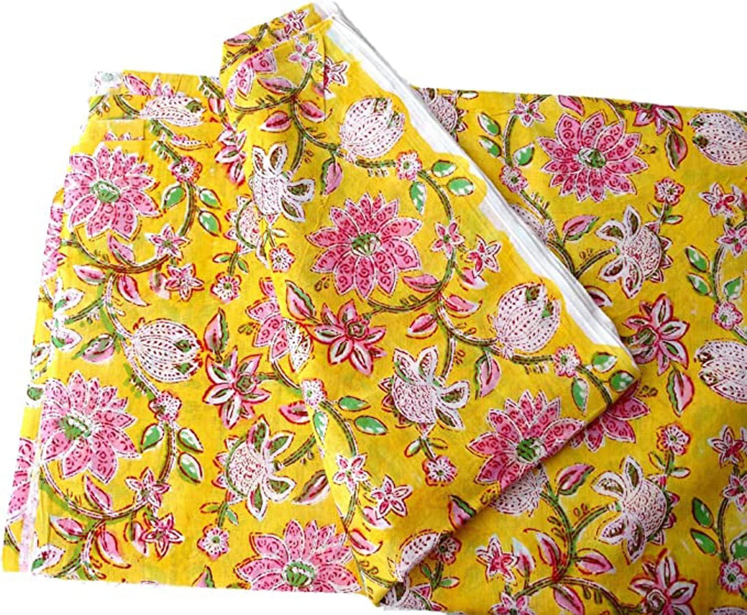 Rastogi Handicrafts 100% Pure Cotton Hand Block Printed Fabric Width - 44 Inches Size 1 Yard (Fabric 12)