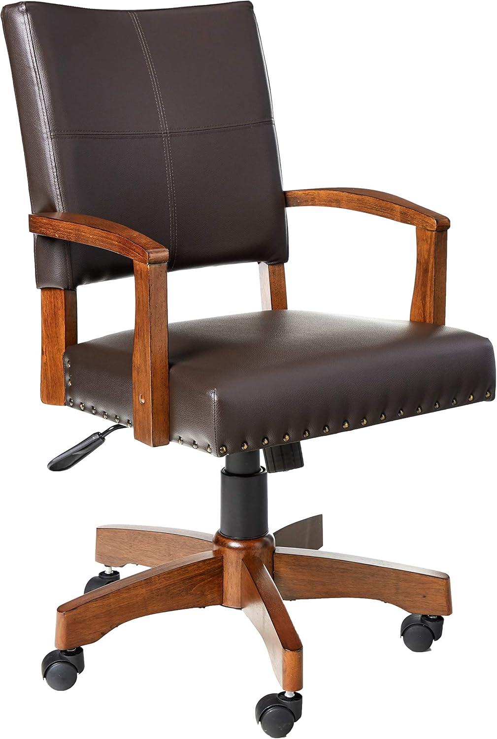 Deluxe Wood Bankers Chair in Espresso Faux Leather