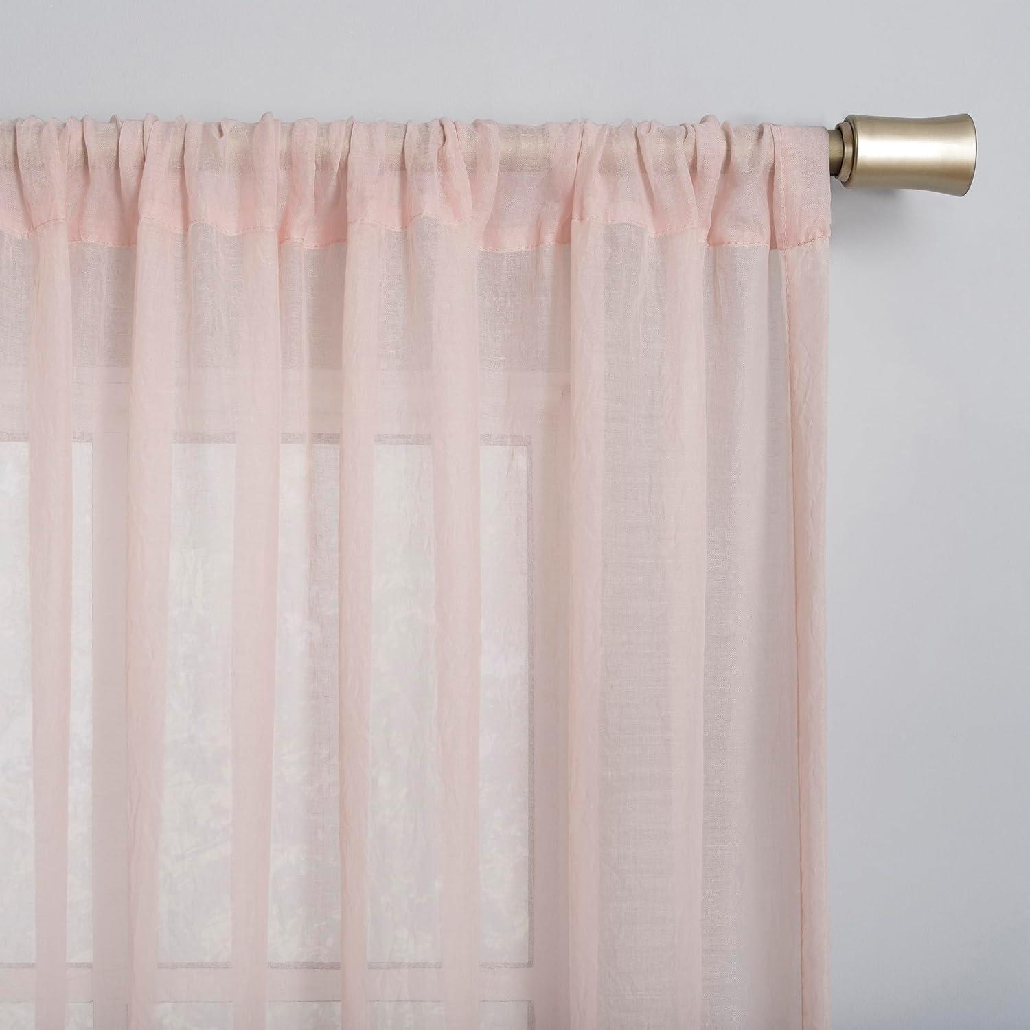 50"x63" No. 918 Sheer Avril Crushed Texture Rod Pocket Curtain Panel Blush: Modern Sheer Curtain Panel, Polyester