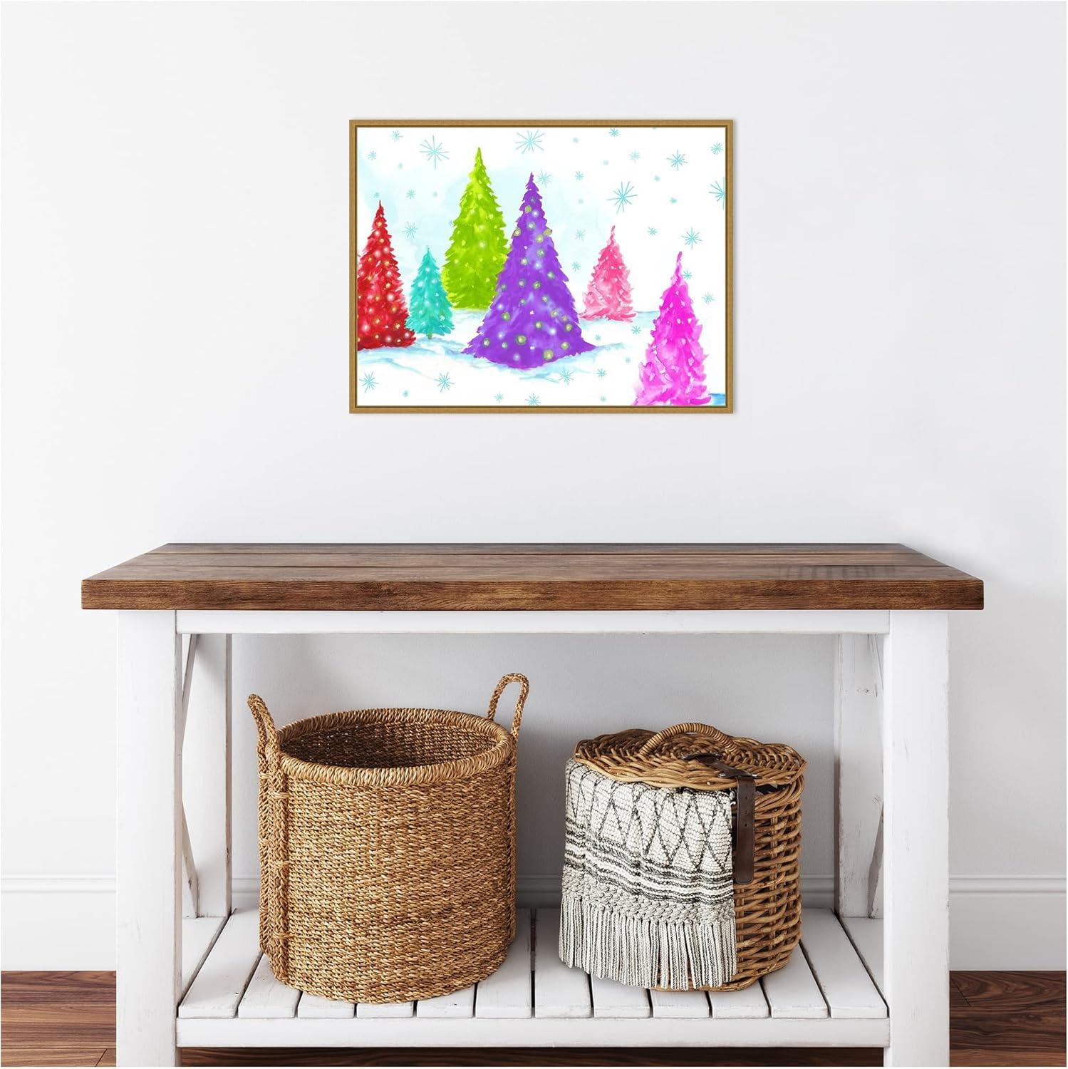 Amanti Art Magic Christmas Trees II by PI Studio Canvas Wall Art Print Framed 24 x 18-in.