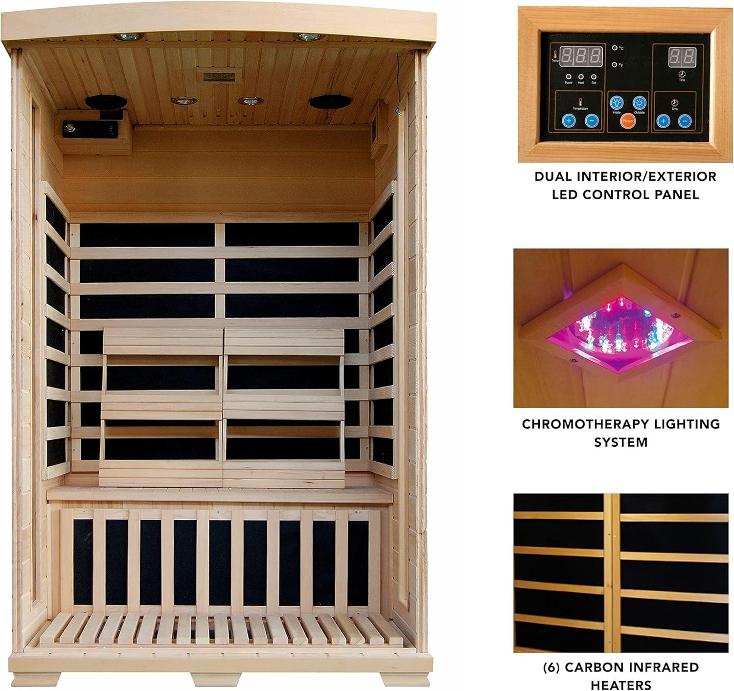 Heat Wave 2-Person Hemlock Infrared Sauna with 6 Carbon Heaters