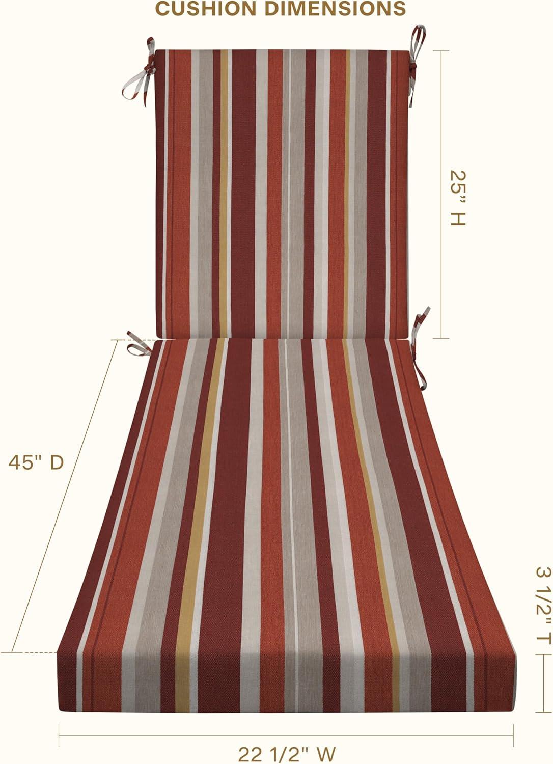Honeycomb Outdoor Chaise Lounge Cushion - Stripe Brick