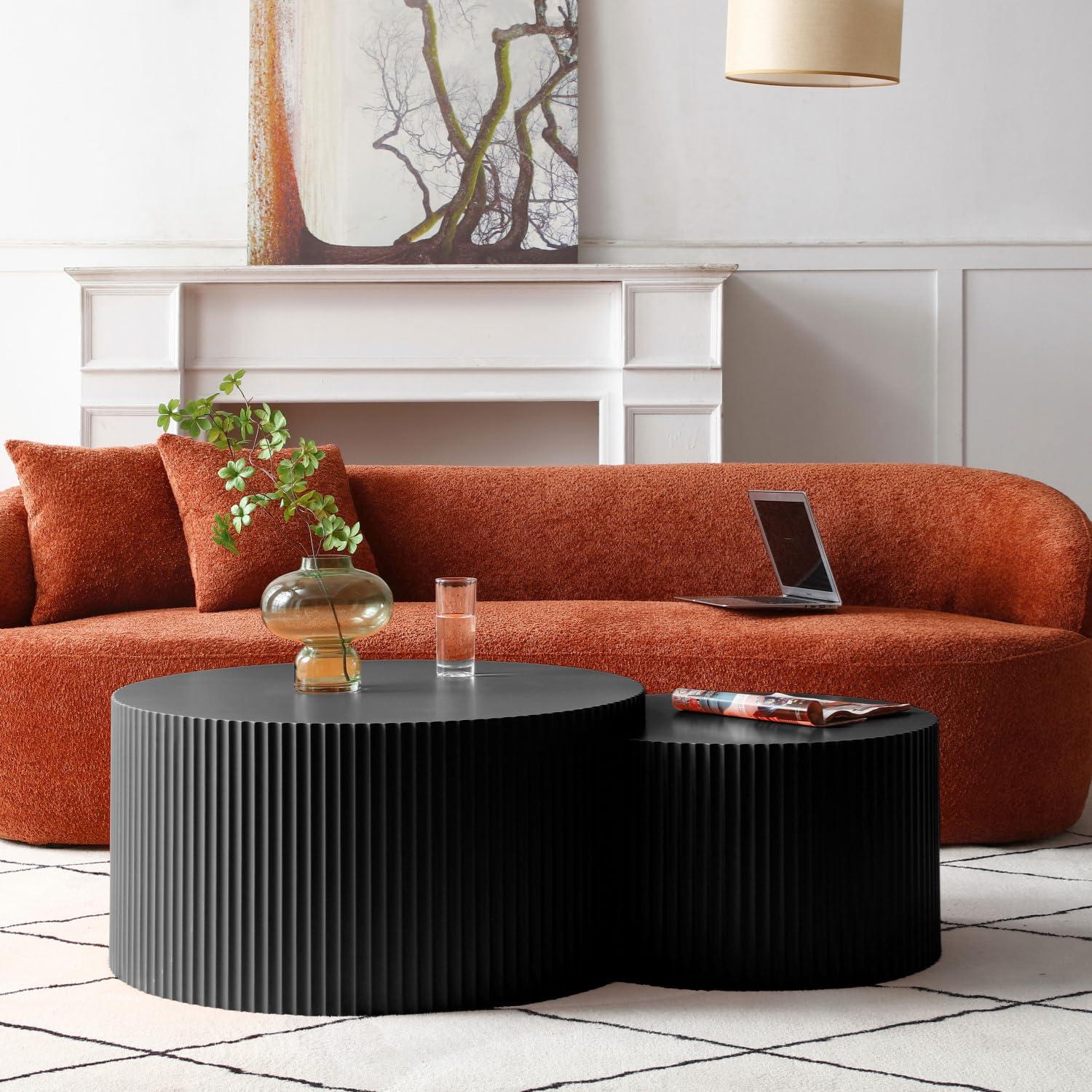 Williamspace Nesting Coffee Table Set, Modern Luxury, 2 Pieces, Black