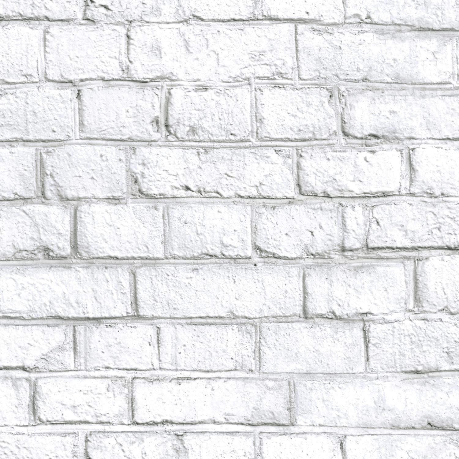 RoomMates White Brick White Peel and Stick Wallpaper: Vinyl Self-Adhesive, Industrial Style, Classic Brick Pattern