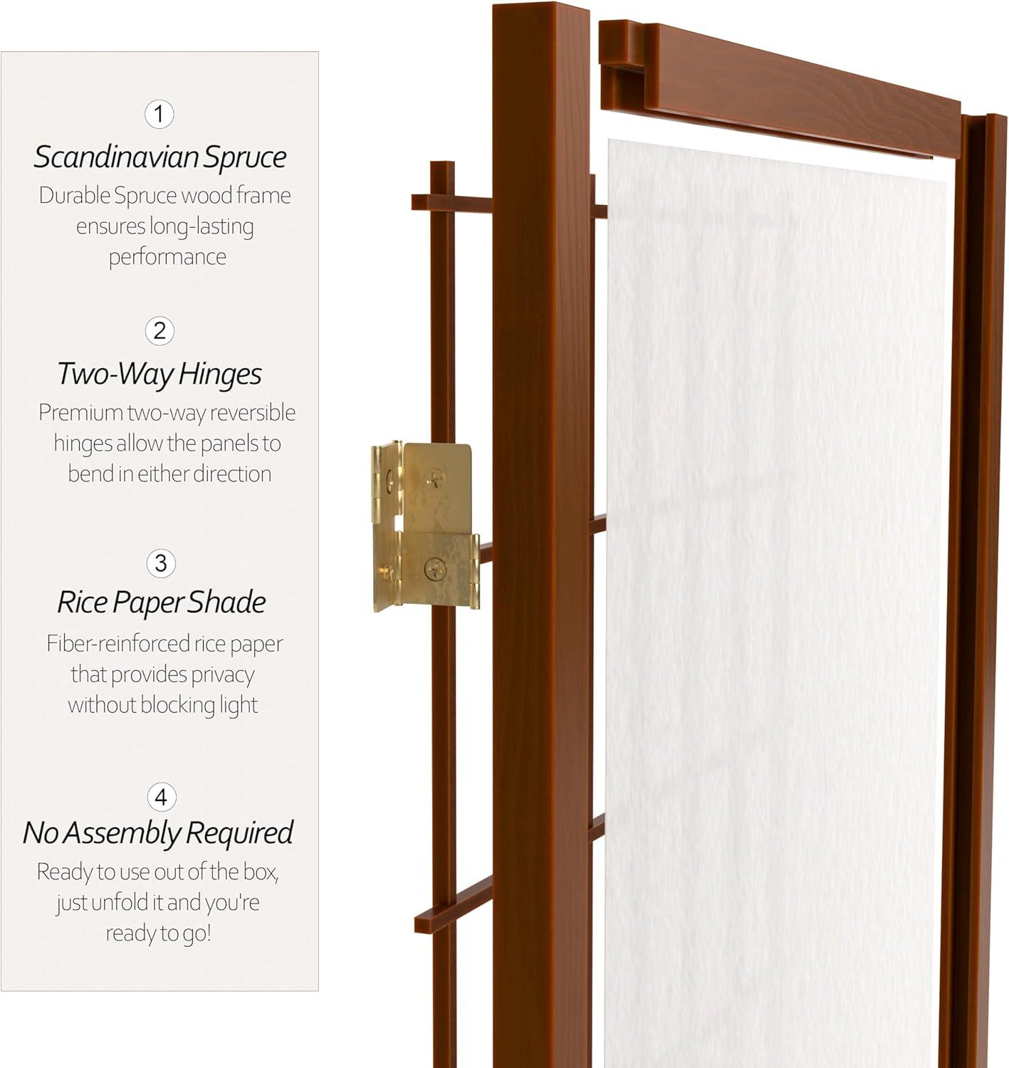 Oriental Furniture 5 ft. Tall Window Pane Shoji Screen - Walnut - 5 Panel