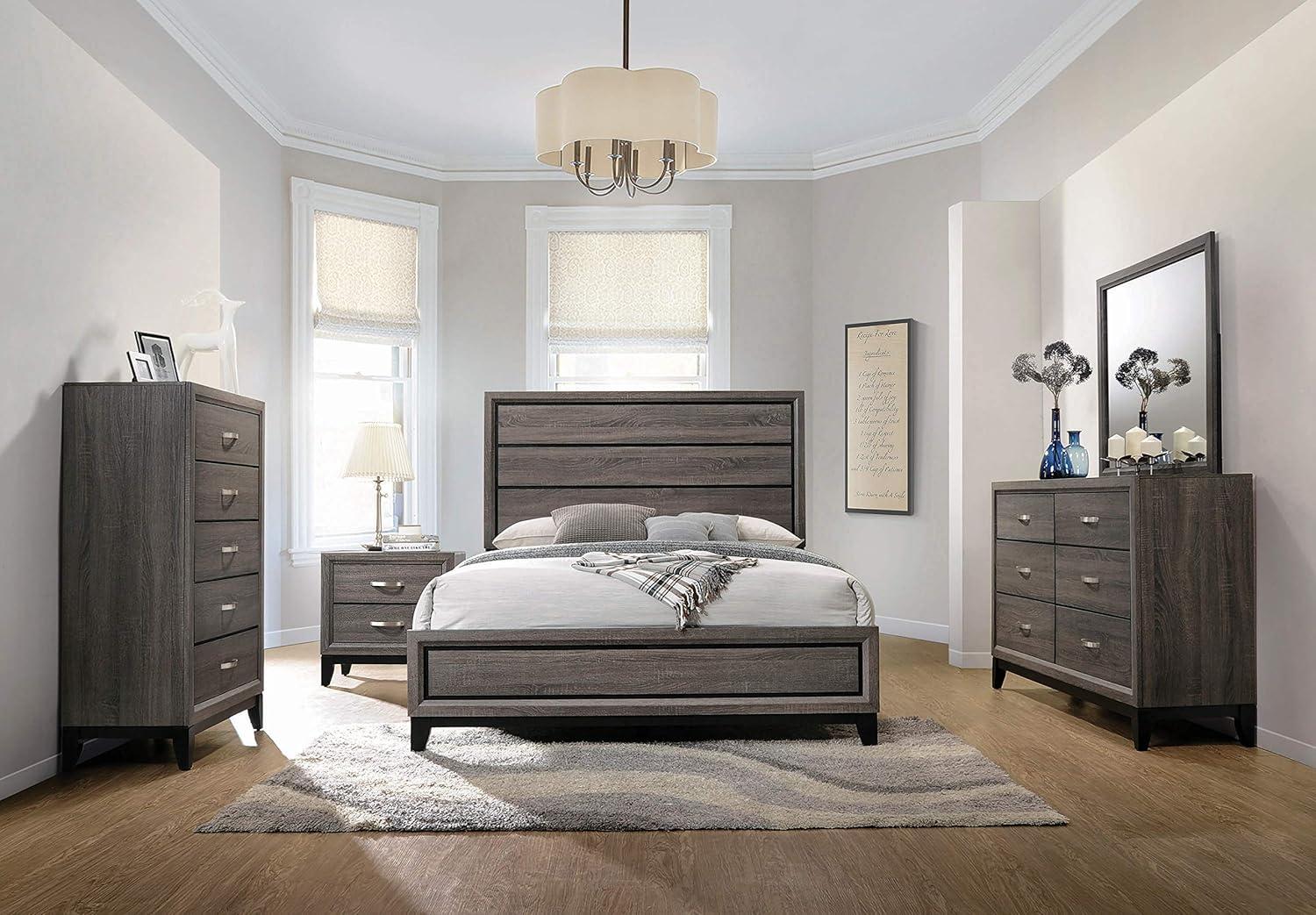 Coaster Watson 63.5" x 84.5" Wood Queen Panel Bed in Gray Oak