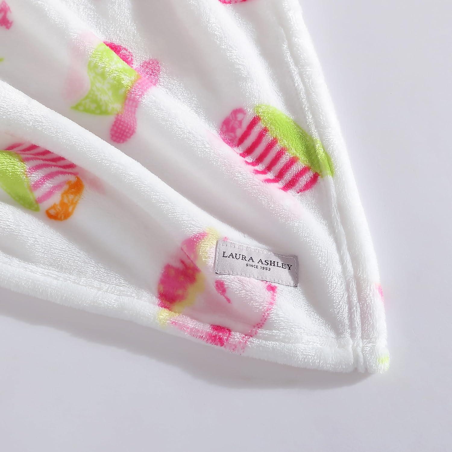 50" x 60" White and Pink Kids' Fleece Throw Blanket