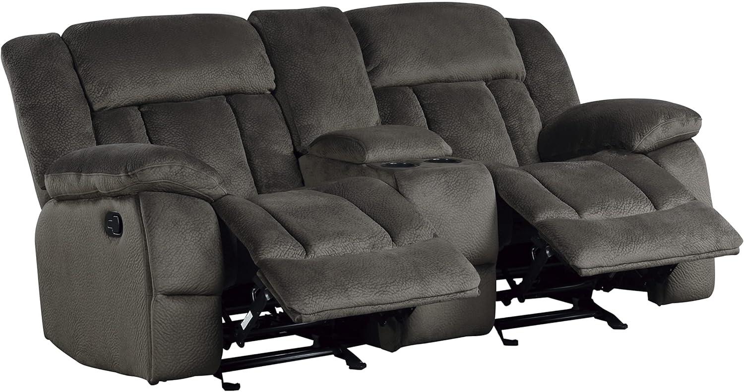 Chocolate Microfiber Reclining Loveseat with Cup Holder