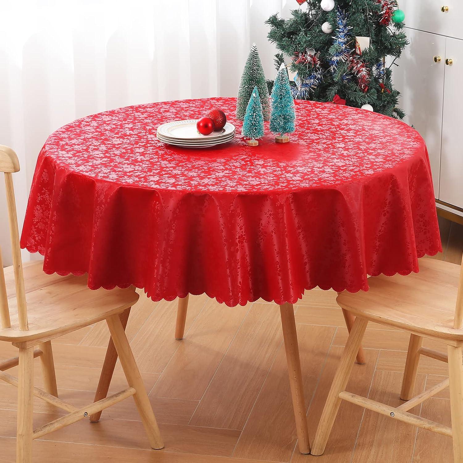 Collections Etc Fancy Scroll Scalloped Edge Festive Tablecloth