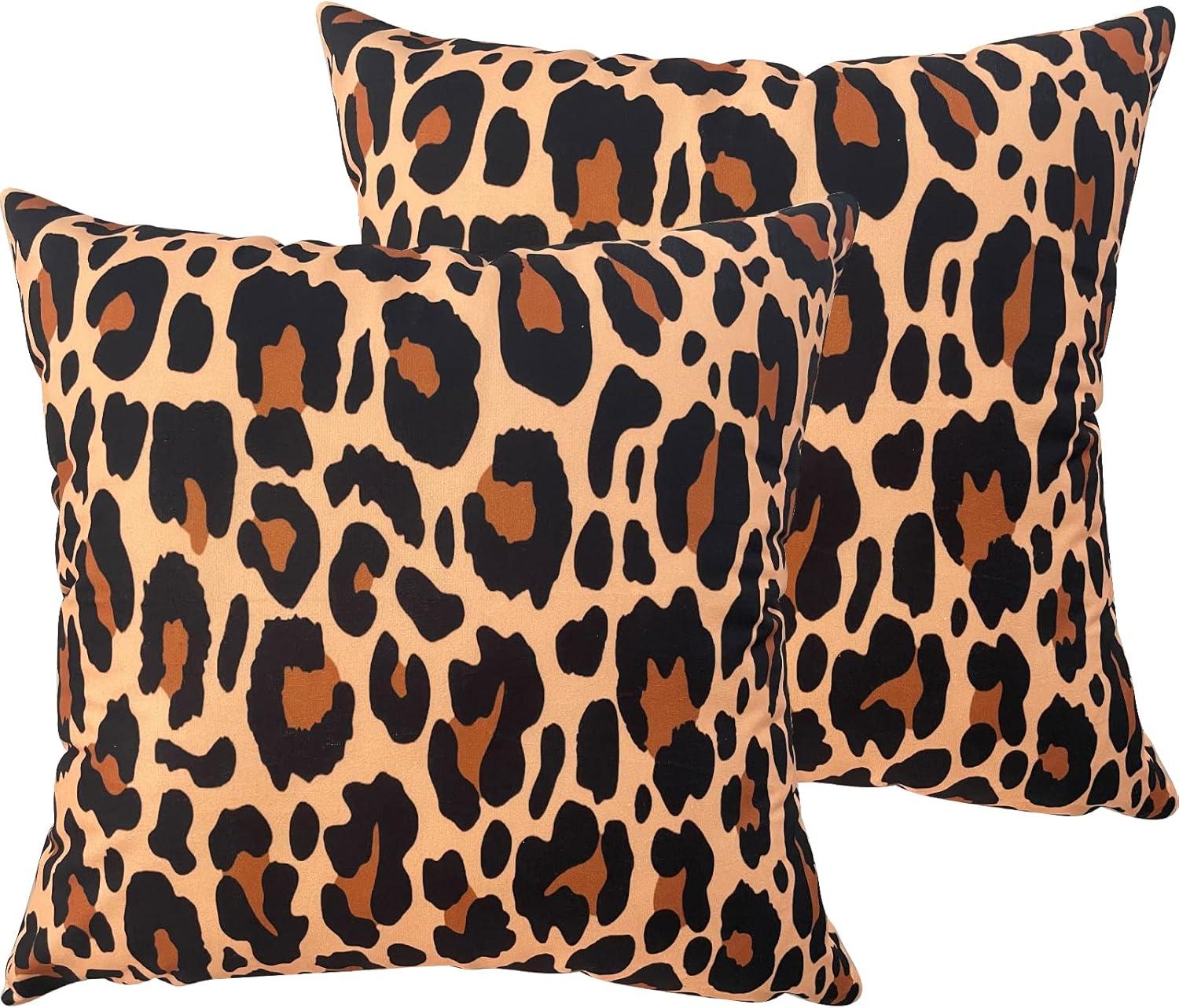 LALILO Throw Pillow Covers Trendy Leopard Wild Animal Cheetah Skin Cushion Cover 18" x 18", 2 Pack