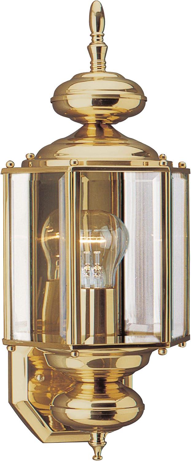 Polished Brass Outdoor Wall Lantern with Clear Beveled Glass