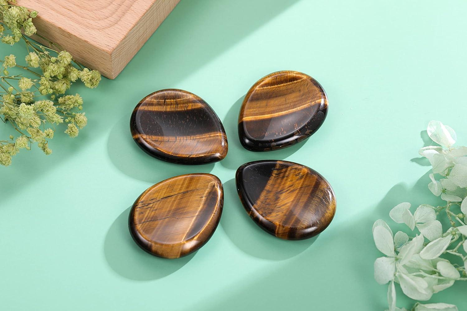 Natural Tiger's Eye Thumb Worry Stone for Anxiety Relief