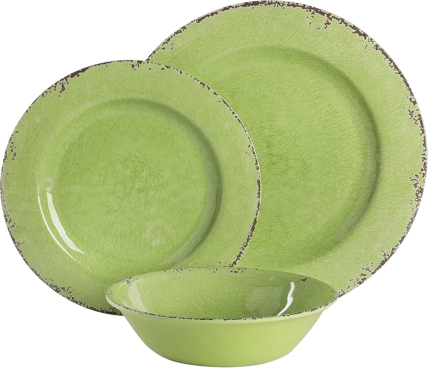 Laurie Gates By Gibson Mauna 12 Piece Green Melamine Dinnerware Set