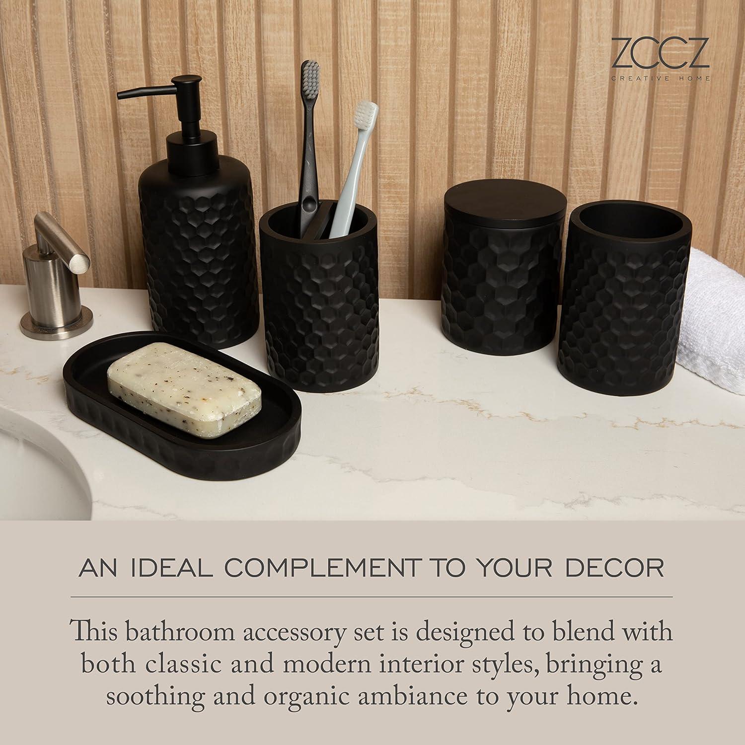 Black Honeycomb 6-Piece Resin Bathroom Accessories Set