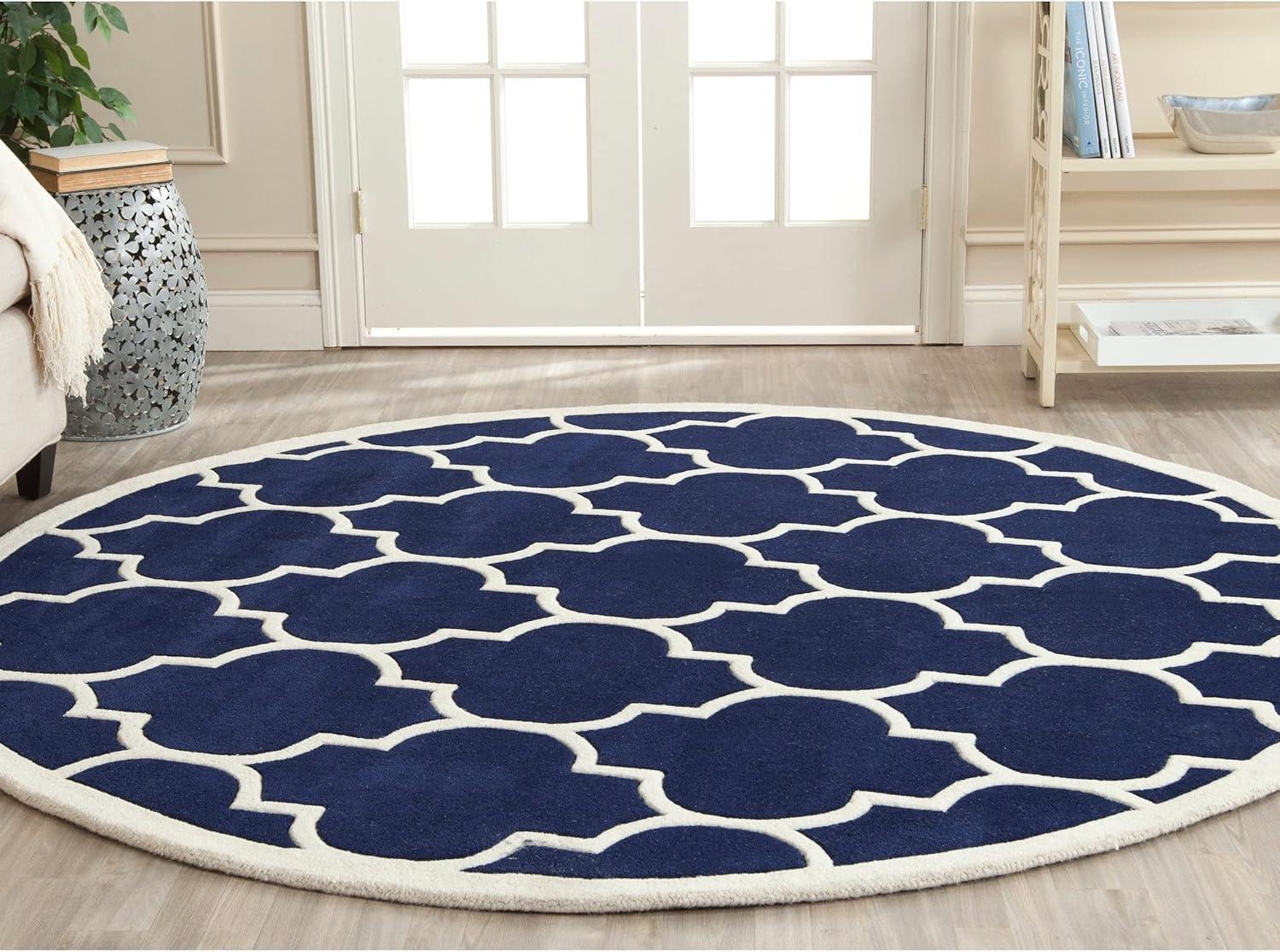 SAFAVIEH Chatham CHT733C Handmade Dark Blue / Ivory Rug