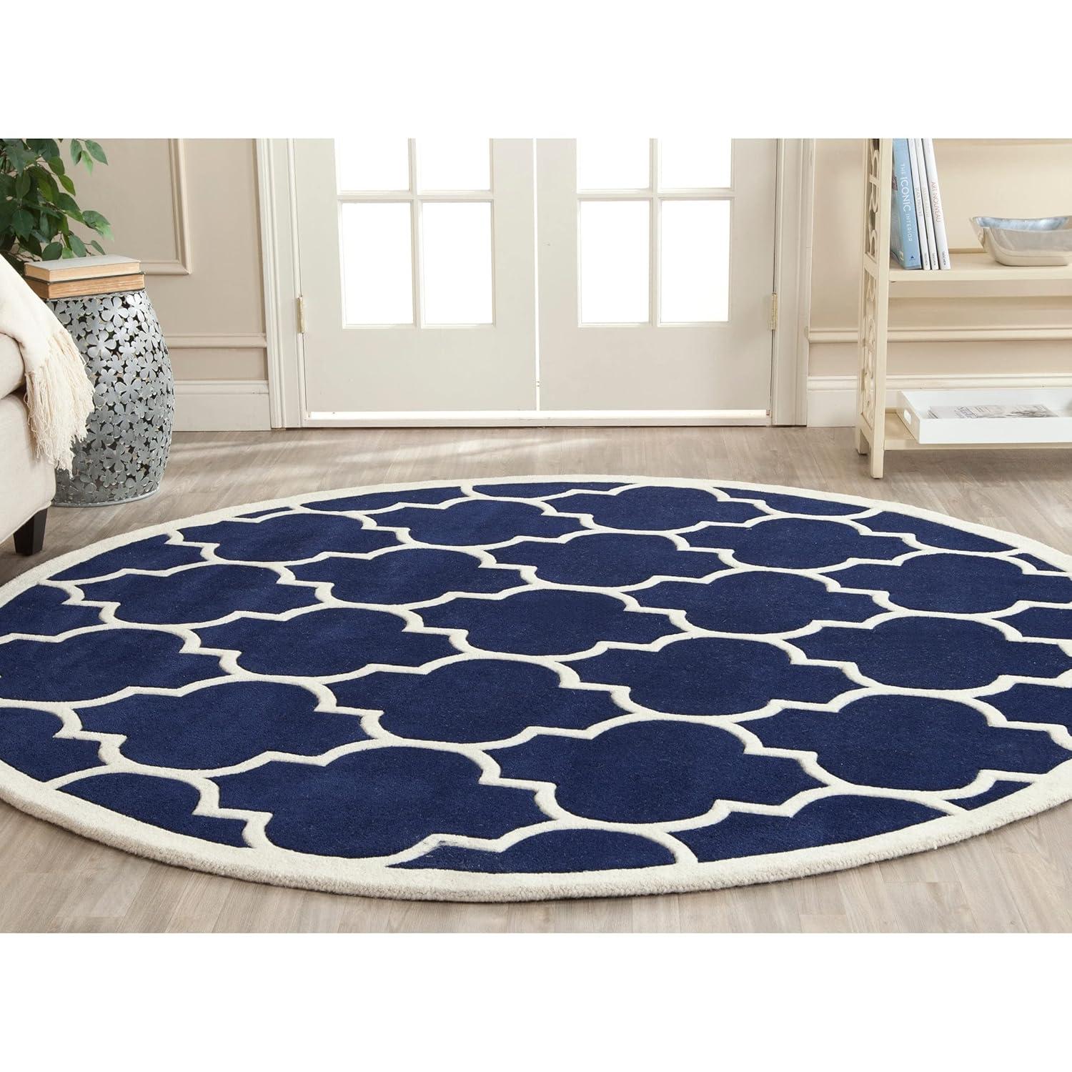 SAFAVIEH Chatham Gavin Geometric Wool Area Rug, Dark Blue/Ivory, 6' x 9'