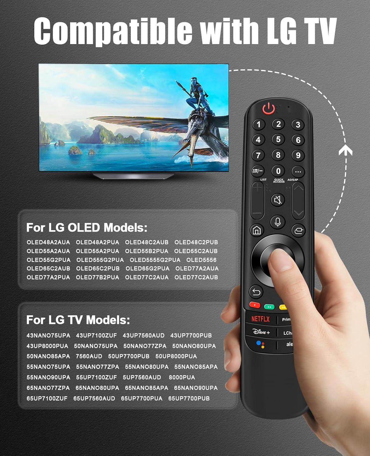 Black Voice Remote Control for LG Smart TV with Pointer and Voice Function