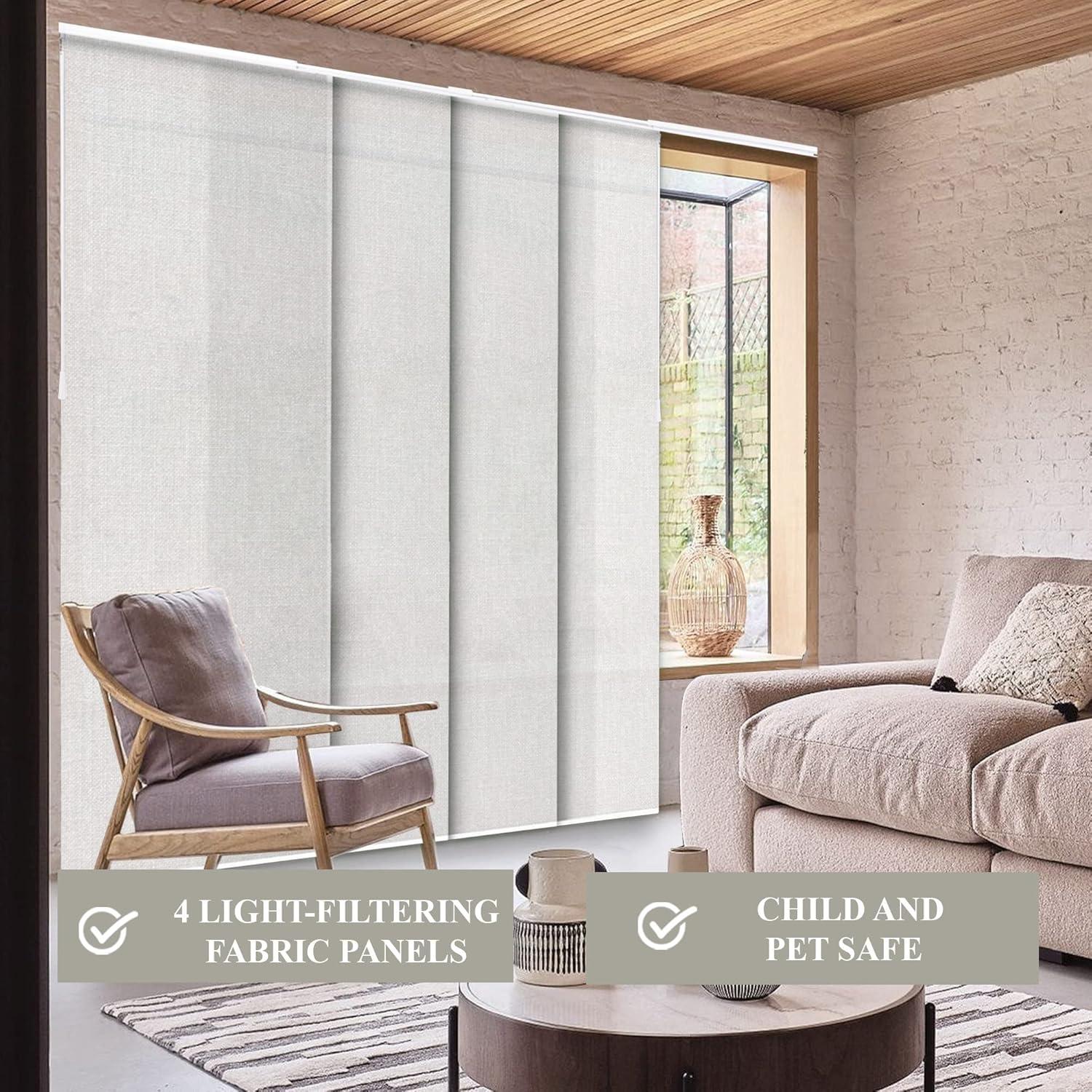 86"x96" Chicology Light Filtering Panel Track Curtain Blind Ballroom White