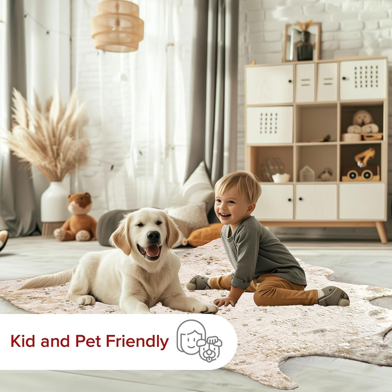 Nuloom Iraida Animal Print Shaped 4x5 Indoor Area Rug for Living Room Bedroom Dining Room Kitchen, Gold/Off White