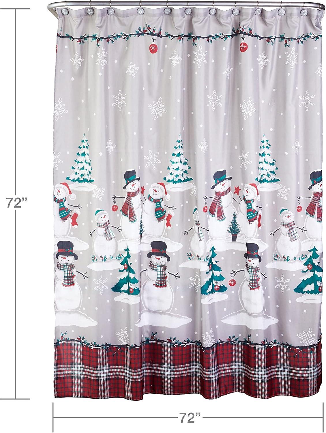 Plaid Snowman Shower Curtain and Hook Set - SKL Home