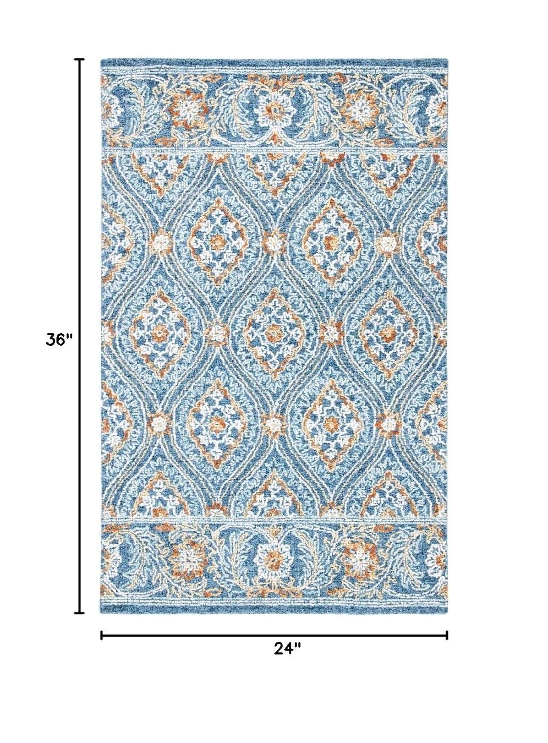 SAFAVIEH Blossom Dima Damask Area Rug, Navy/Yellow, 2' x 3'