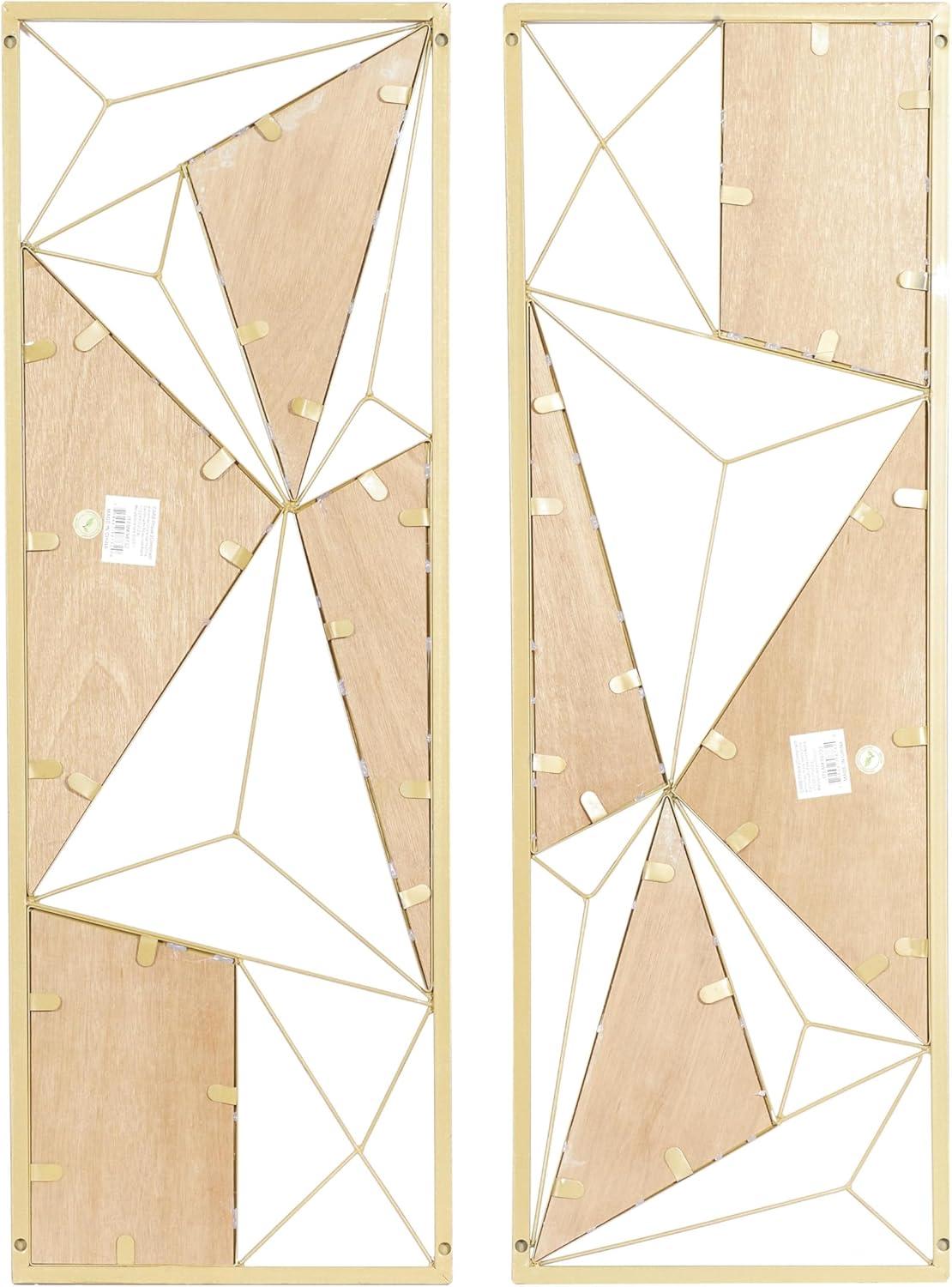 Metal Geometric Brown Wall Decor with Black and Gold Accents Set