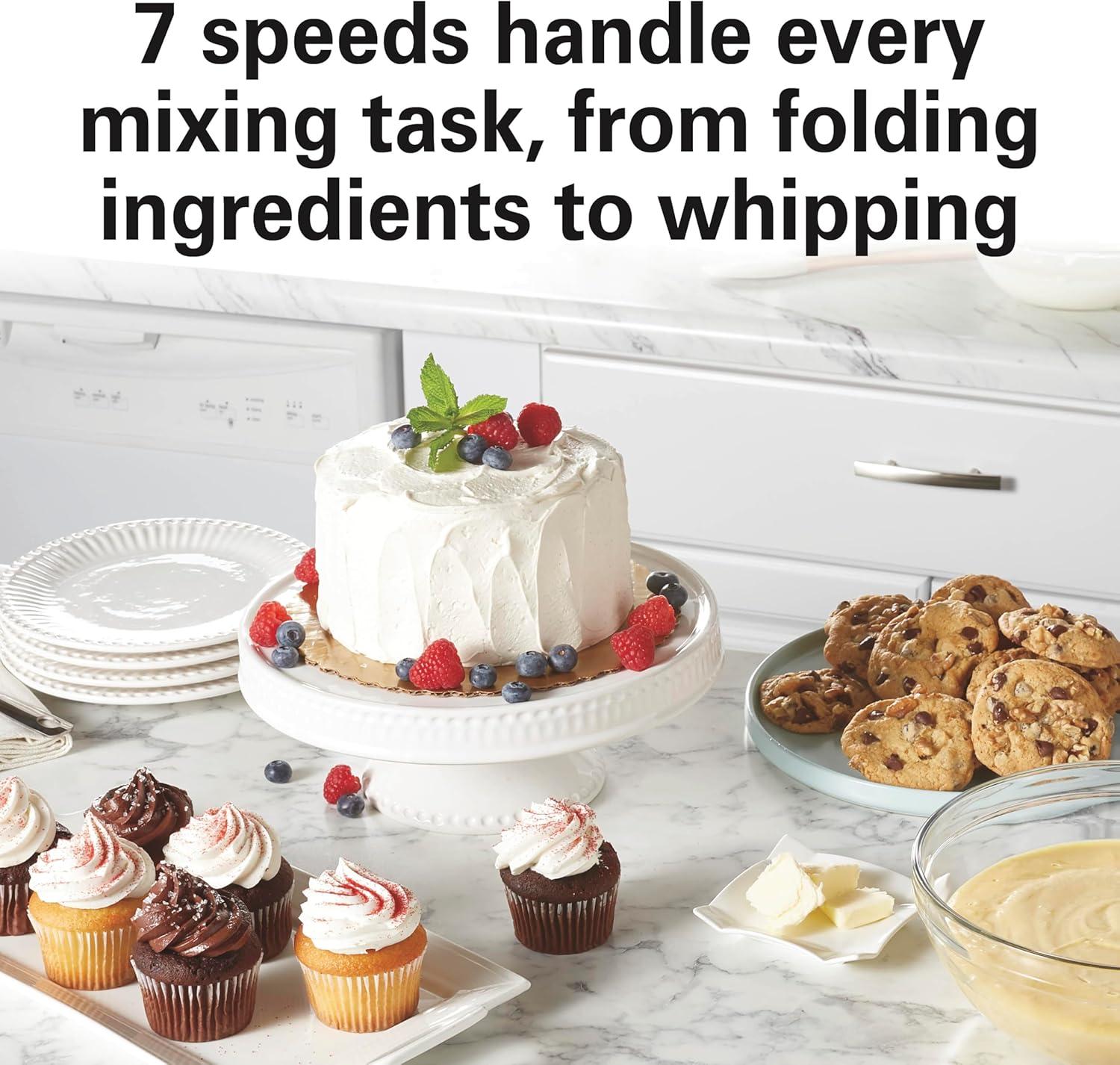 Hamilton Beach® 7-Speed 4-Quart Electric Stand Mixer with Splash Guard, Dough Hook, Flat Beater, and Whisk Attachments