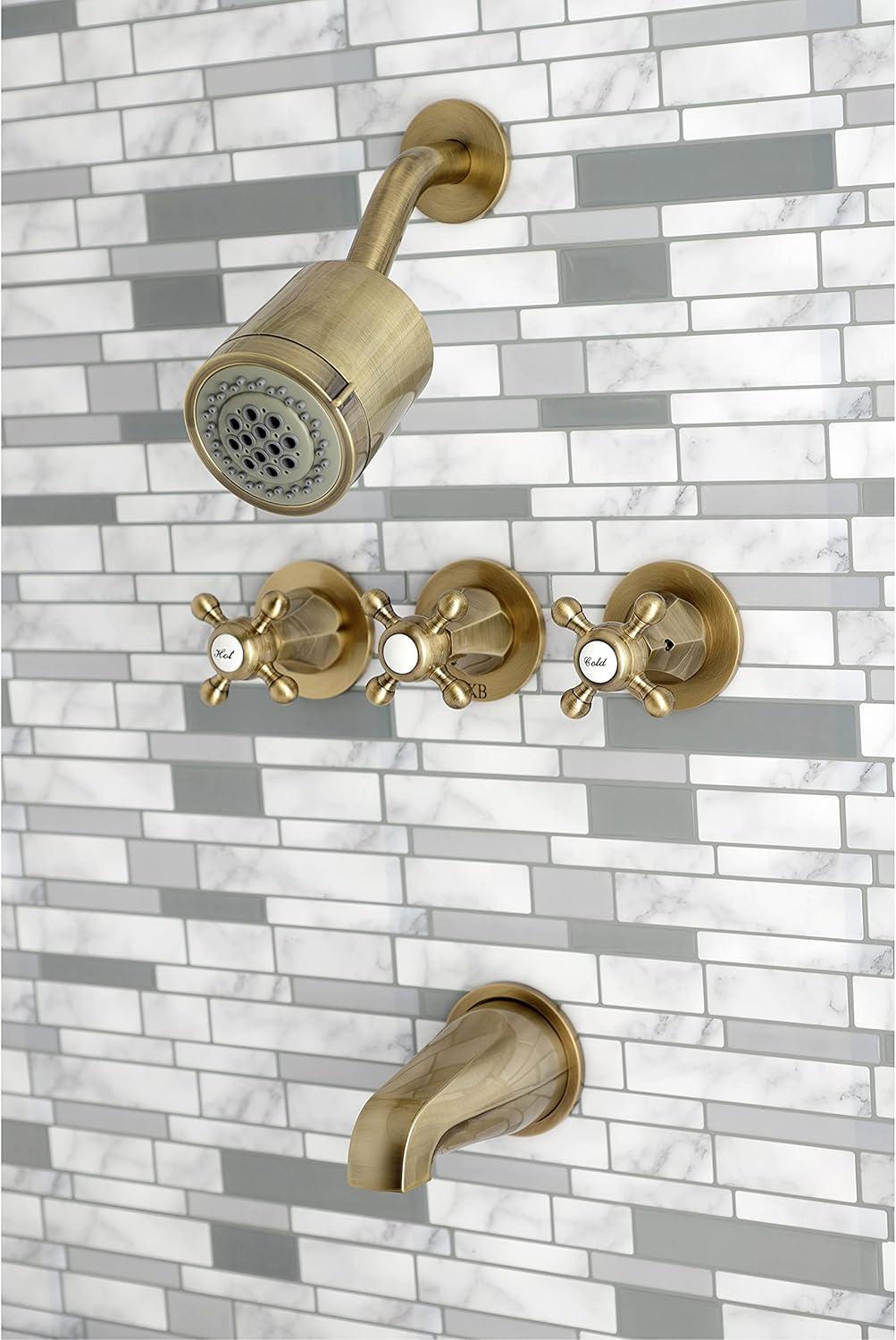 Kingston Brass Metropolitan Triple-Handle Tub and Shower Faucet