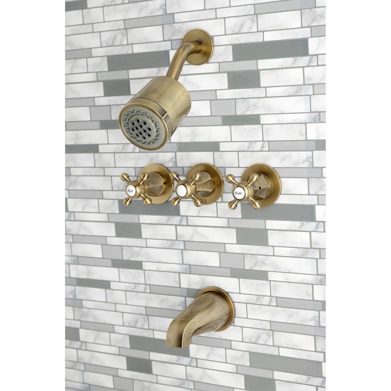 Kingston Brass Metropolitan Triple-Handle Tub and Shower Faucet