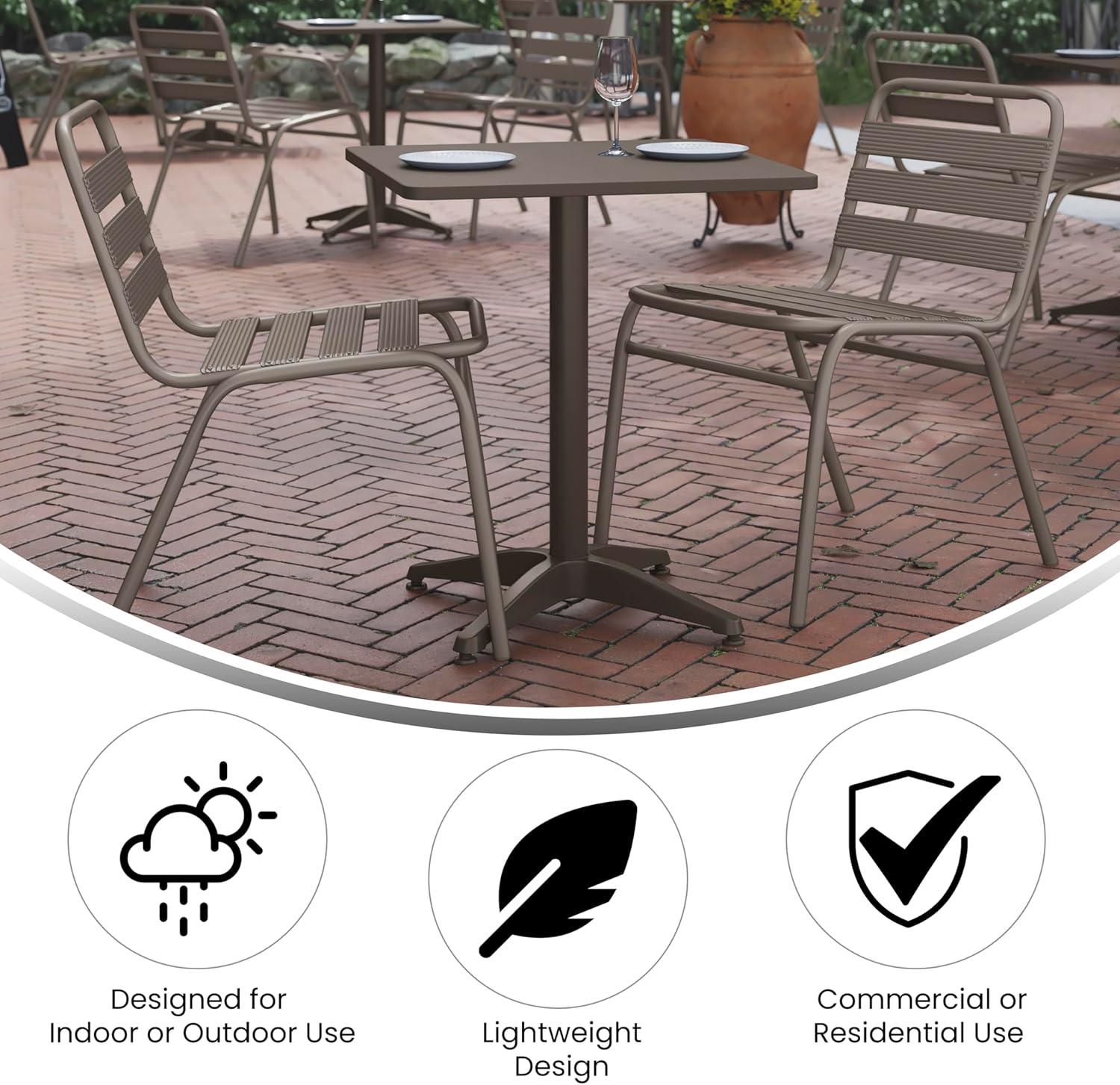 Flash Furniture Mellie 23.5'' Bronze Square Metal Indoor-Outdoor Table with Base