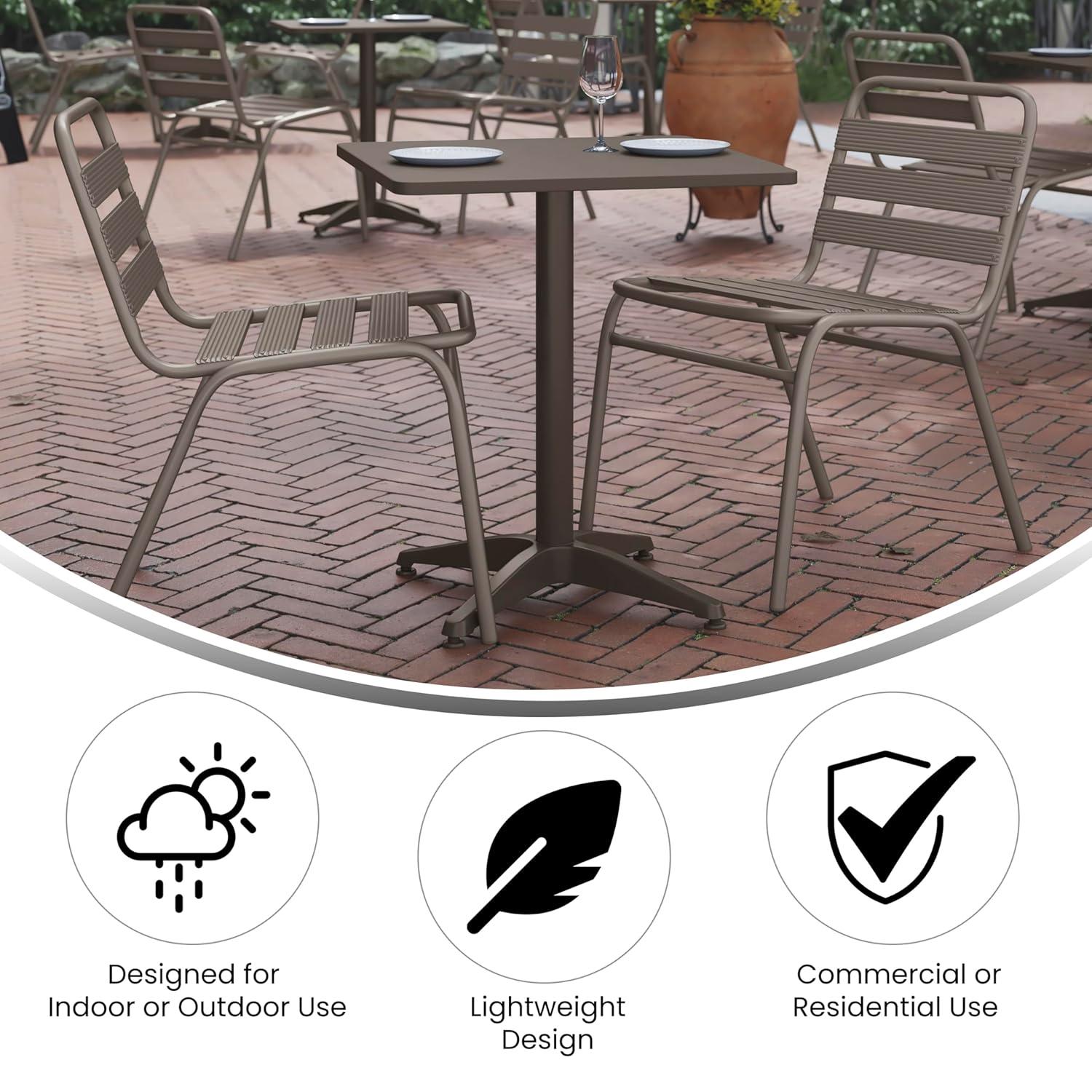 Flash Furniture Mellie 23.5'' Bronze Square Metal Indoor-Outdoor Table with Base