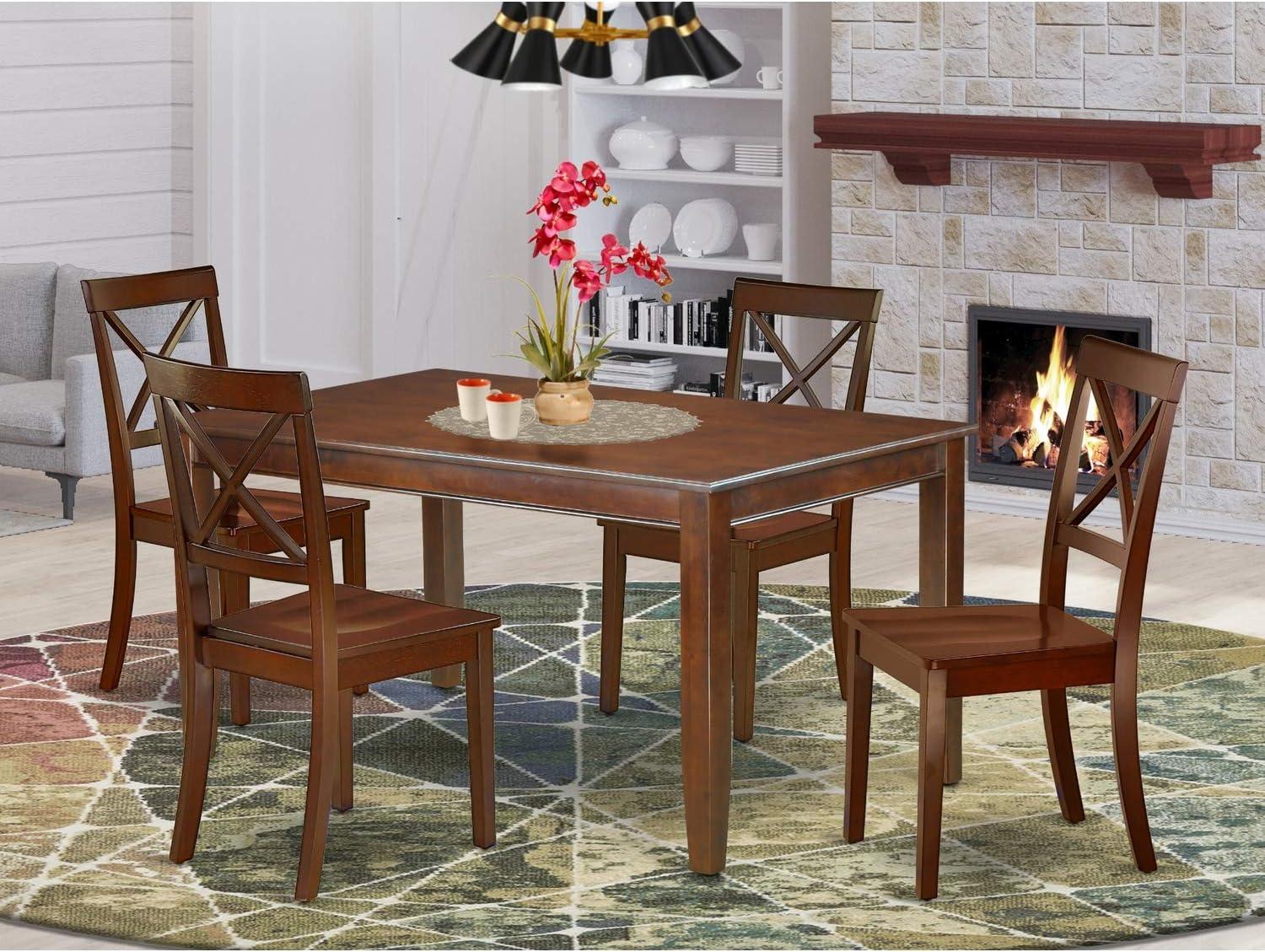 Elegant Black 6-Piece Dining Set with Slender X-Back Chairs