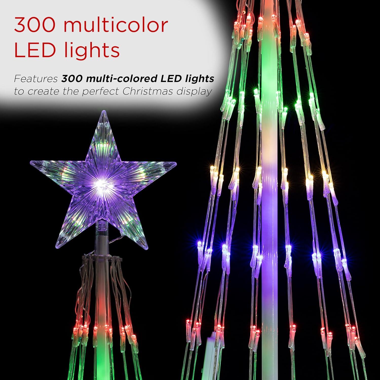 86" Multi-Color LED Outdoor Plastic Christmas Tree with Star Topper