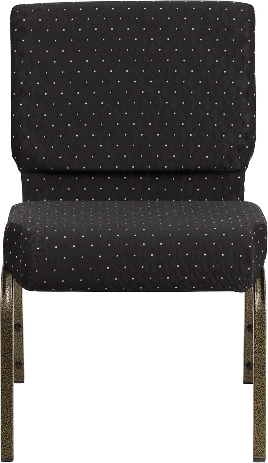 Flash Furniture HERCULES Series Fabric Church Stacking Chair Black Dot Patterned/Gold Vein Frame 4