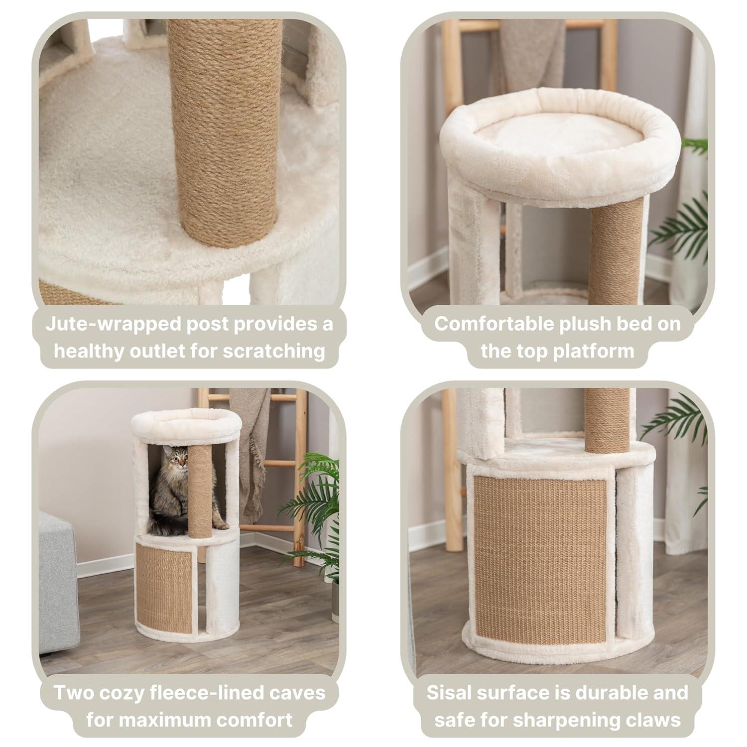 TRIXIE TRIXIE Giorgia 32-in Cat Tower, Combo Plush & Sisal Covered Surfaces, Scratching Posts, Indoor Cat Condo with Padded Bed