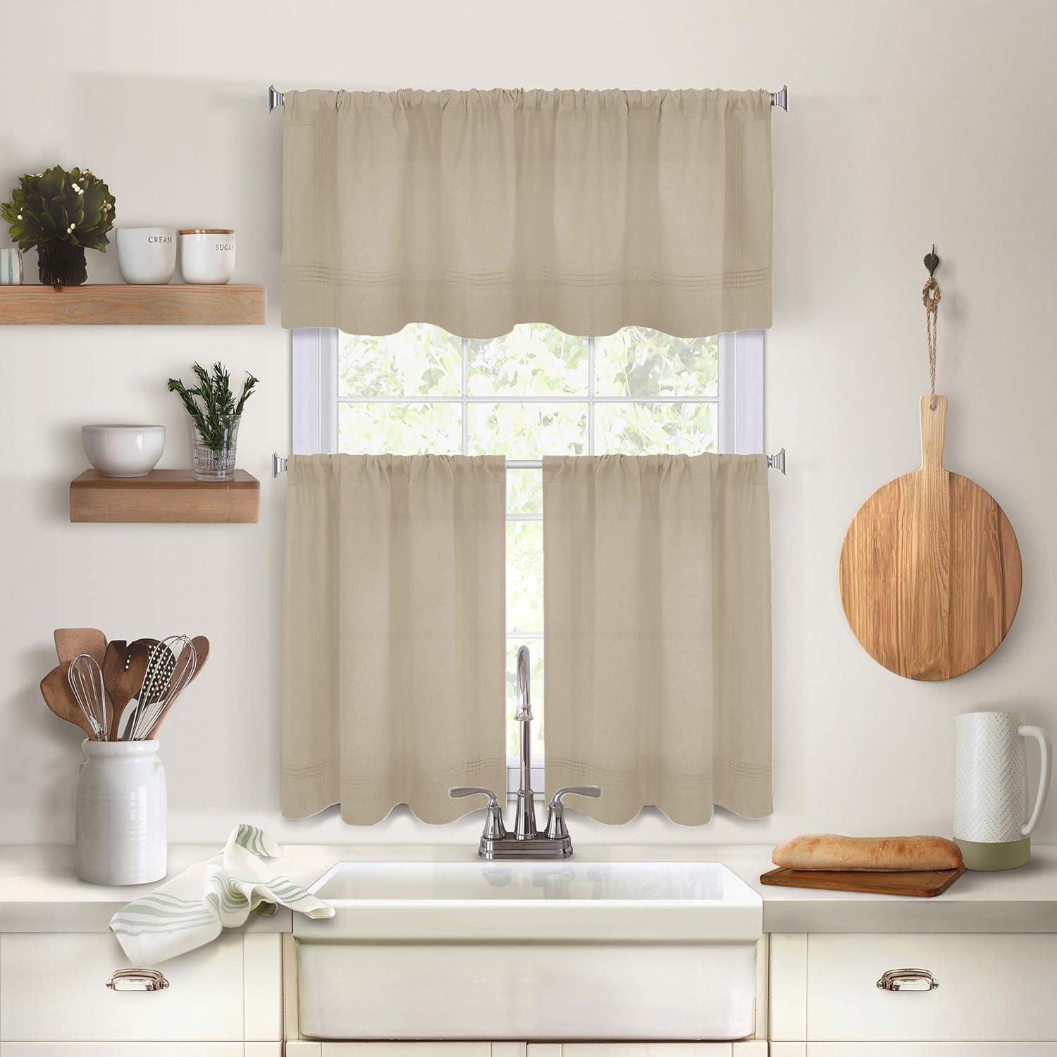 Elrene Pintuck Kitchen Window Tier Set of 2 - Elrene Home Fashions