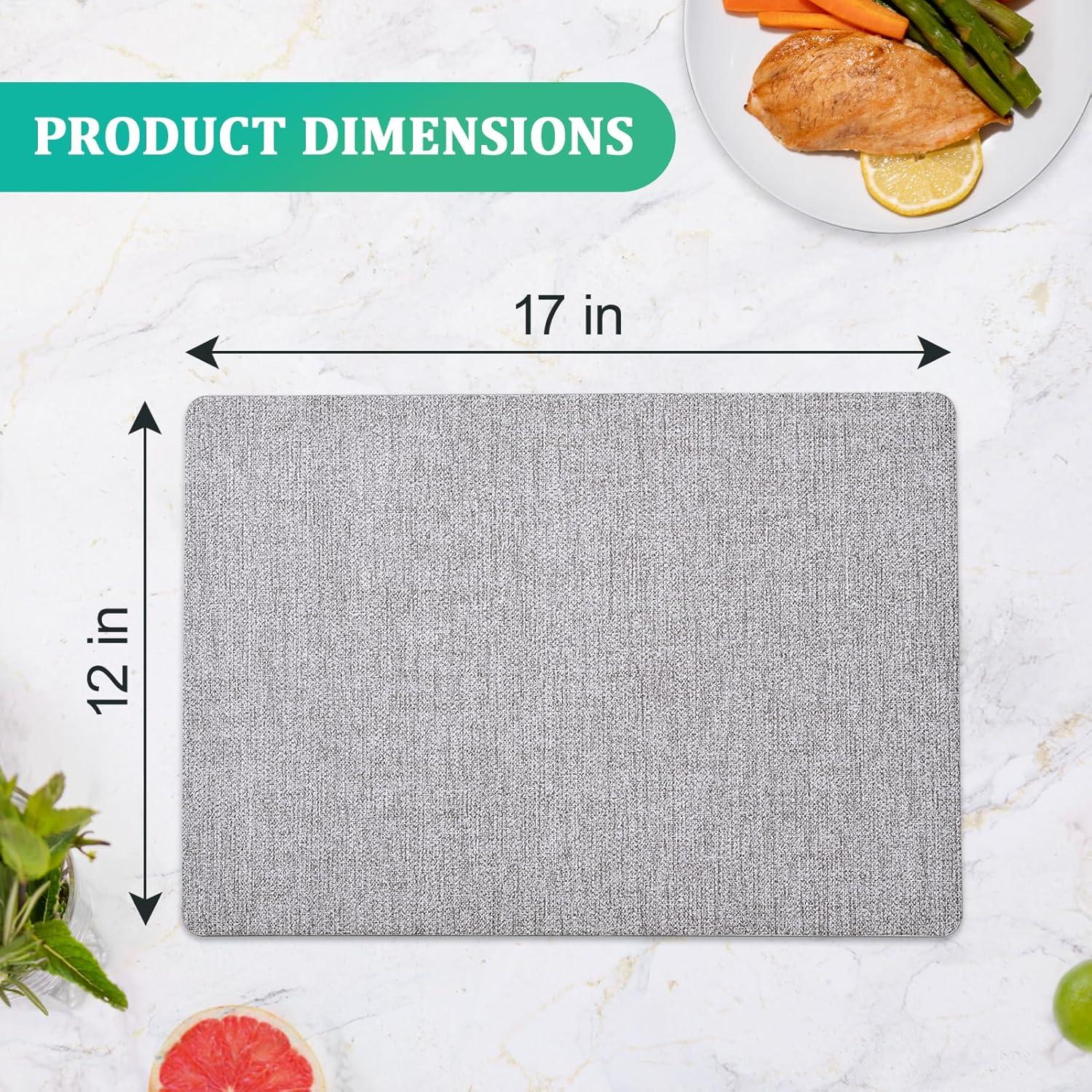 FOCUSLINE Faux Leather Placemats Set of 6, Light Grey Table Place Mats, Waterproof and Non-Slip Dining Table Mats for Indoor & Outdoor Use