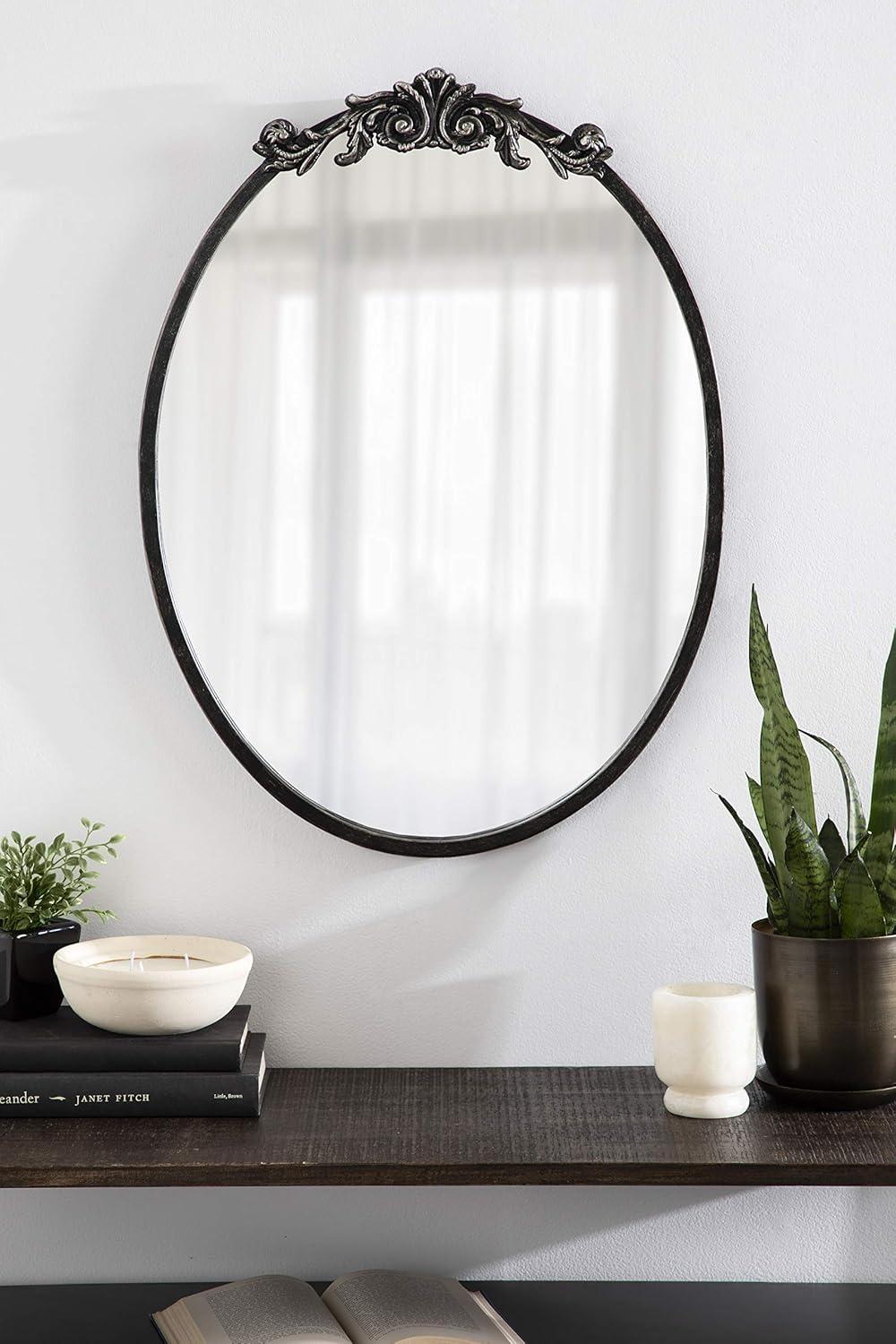 Kate & Laurel All Things Decor 18"x24" Arendahl Traditional Vertical Oval Wall Mirror: Ornate, Baroque-Inspired Design