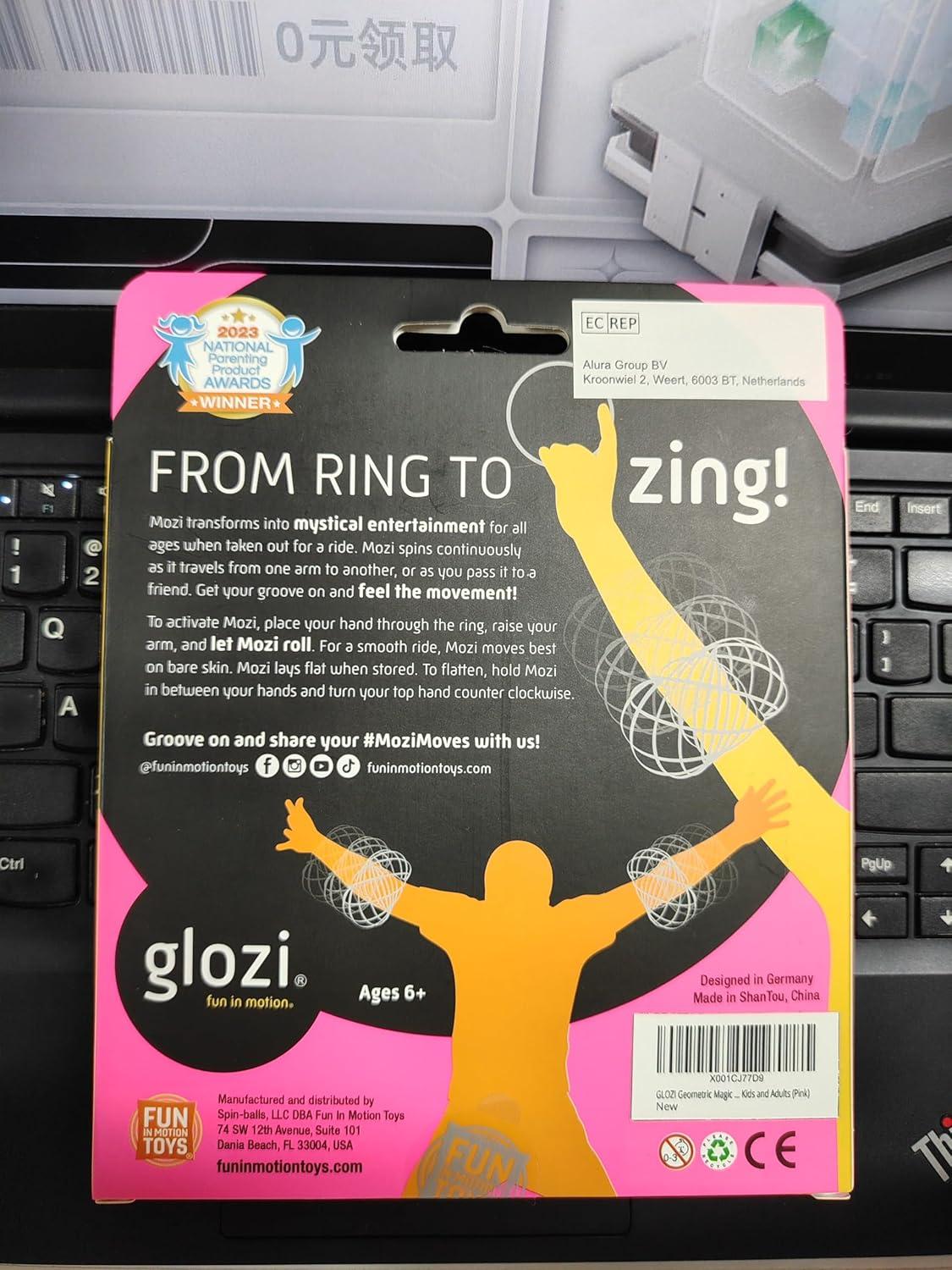Fun In Motion Toys Glozi - Glow-in-the-Dark Pink Fidget Toy, Ages 8+, Fidget Toy