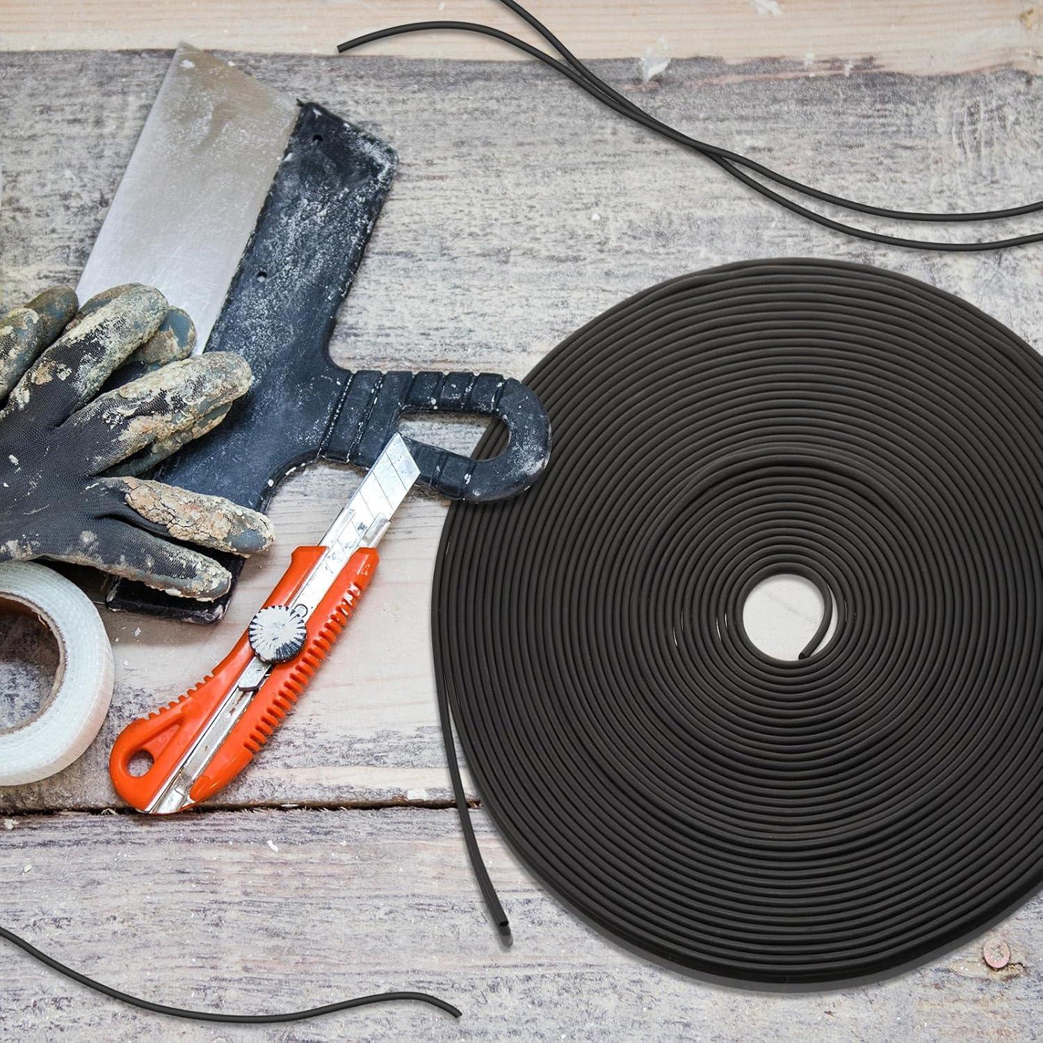 Frienda Backer Rod Foam Rubber Caulk Saver Concrete Expansion Joint Filler Weather Strip Seal for Gaps and Joints(Black, 1/4 Inch x 100 ft)