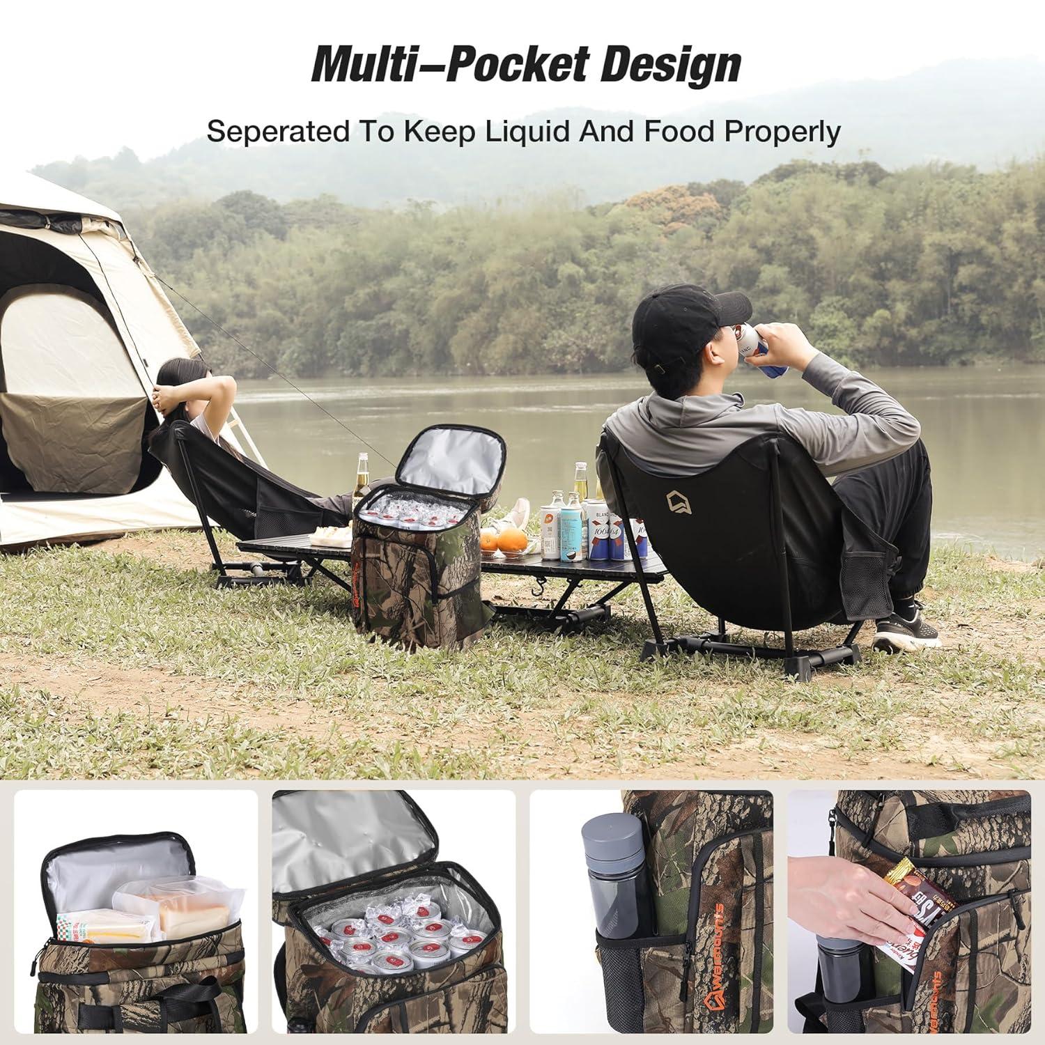 Insulated Waterproof Cooler Backpack 36 Cans, Soft Sided Ice Chest Cooler w/Leak Proof Liner, 5-Layer Insulation Portable Lunch Backpack for Camping, Beach, Fishing, Picnic, Travel