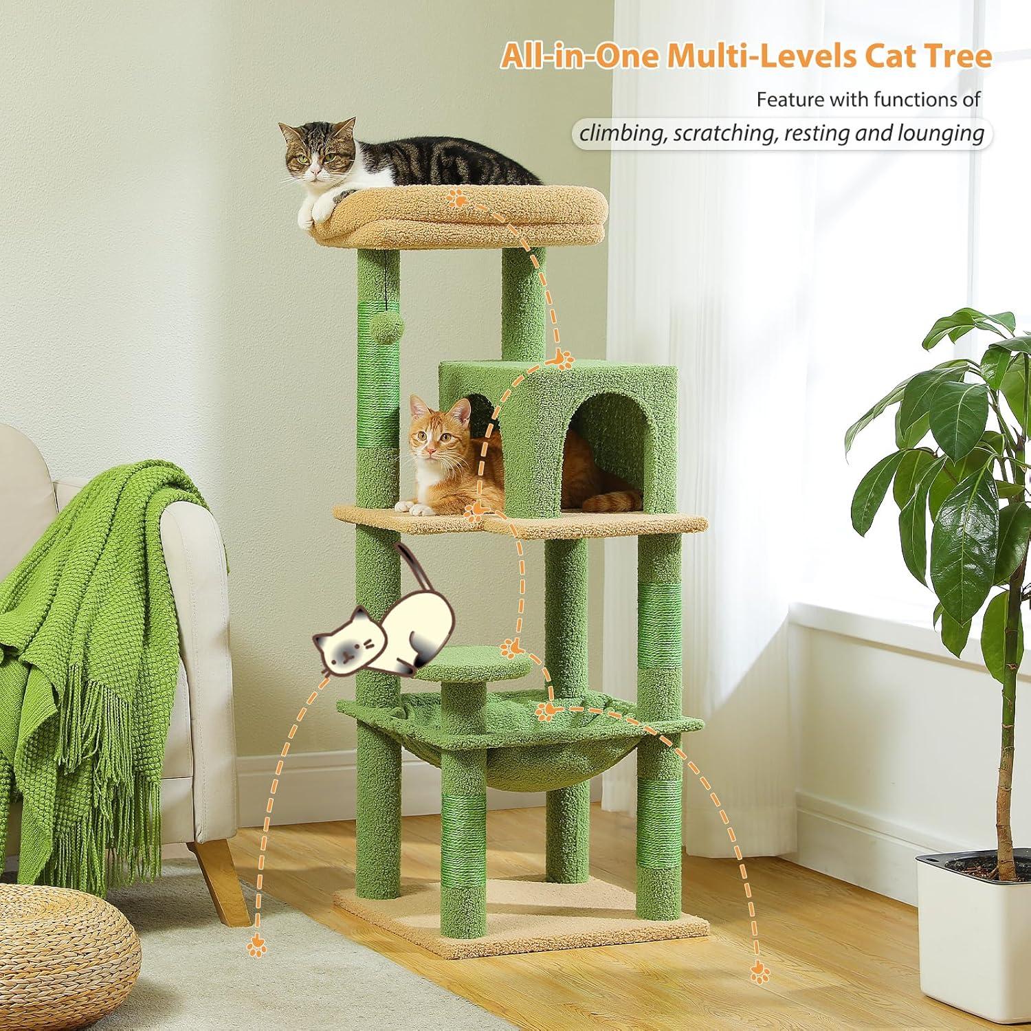 Gothic Cat Tree With Super Large Hammock, Cat Tower With Coffin Bed, Cat Condo, Sisal Scratching Posts & Top Perch, Multi-Level Goth Cat Tree, Halloween